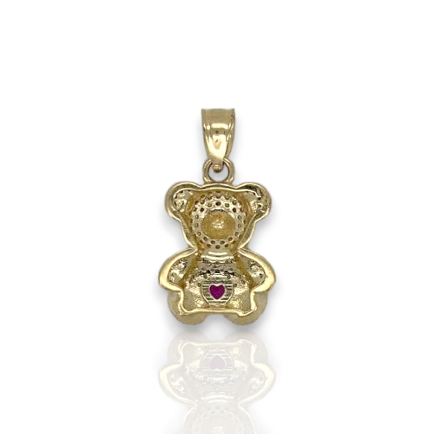 Teddy Bear Pendant Cubic Zirconia CZ - 14k Yellow Gold