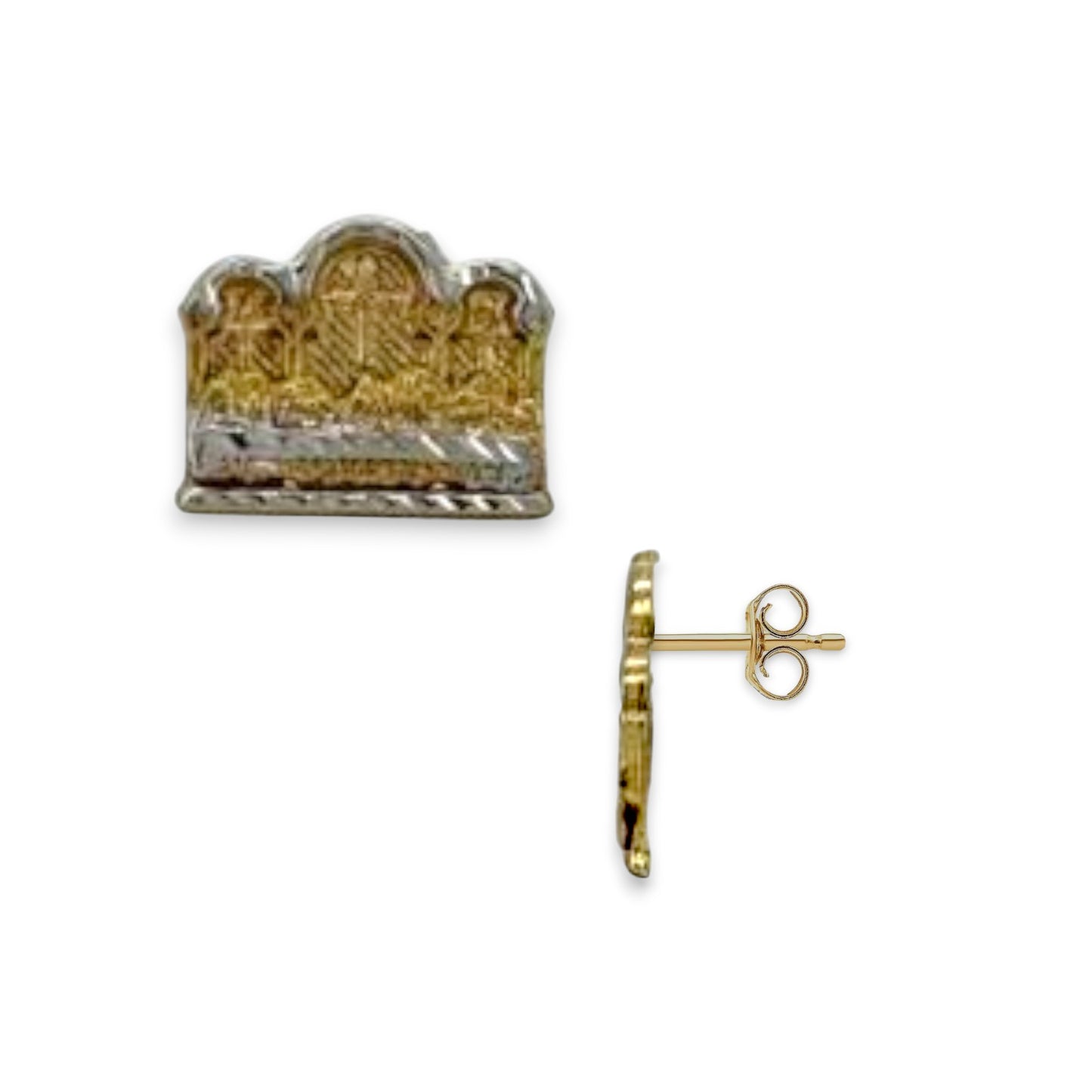 Last Supper Two Tone Earrings - 10k Yellow Gold