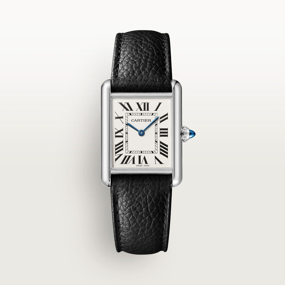 Cartier Tank Must de Cartier WSTA0136 - Large model Steel, Silvered Dial, Black grained calfskin strap