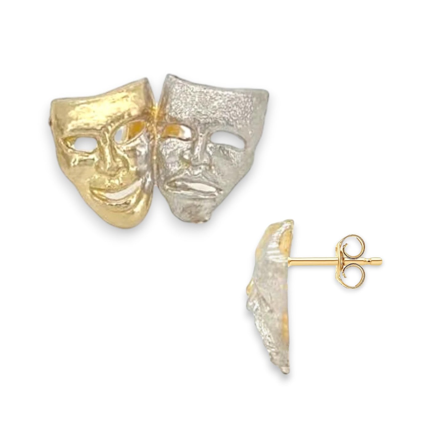 Theater Mask Earrings - 10k Yellow Gold