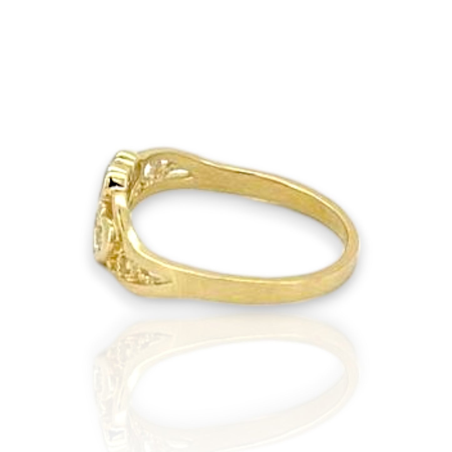 Double Heart CZ Ring - 10K Yellow Gold