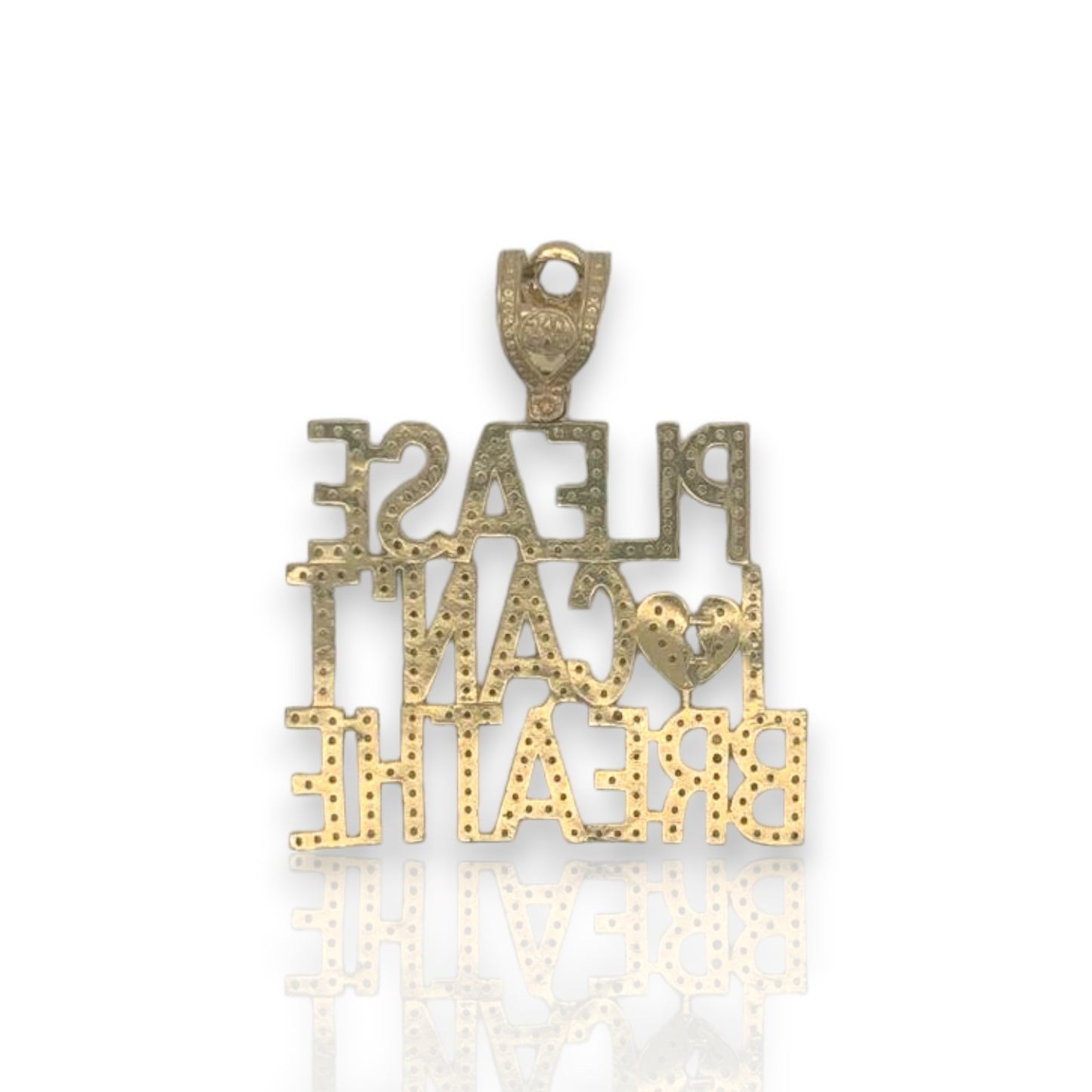 "Please I Can't Breathe" Cz Pendant - 14k Yellow Gold