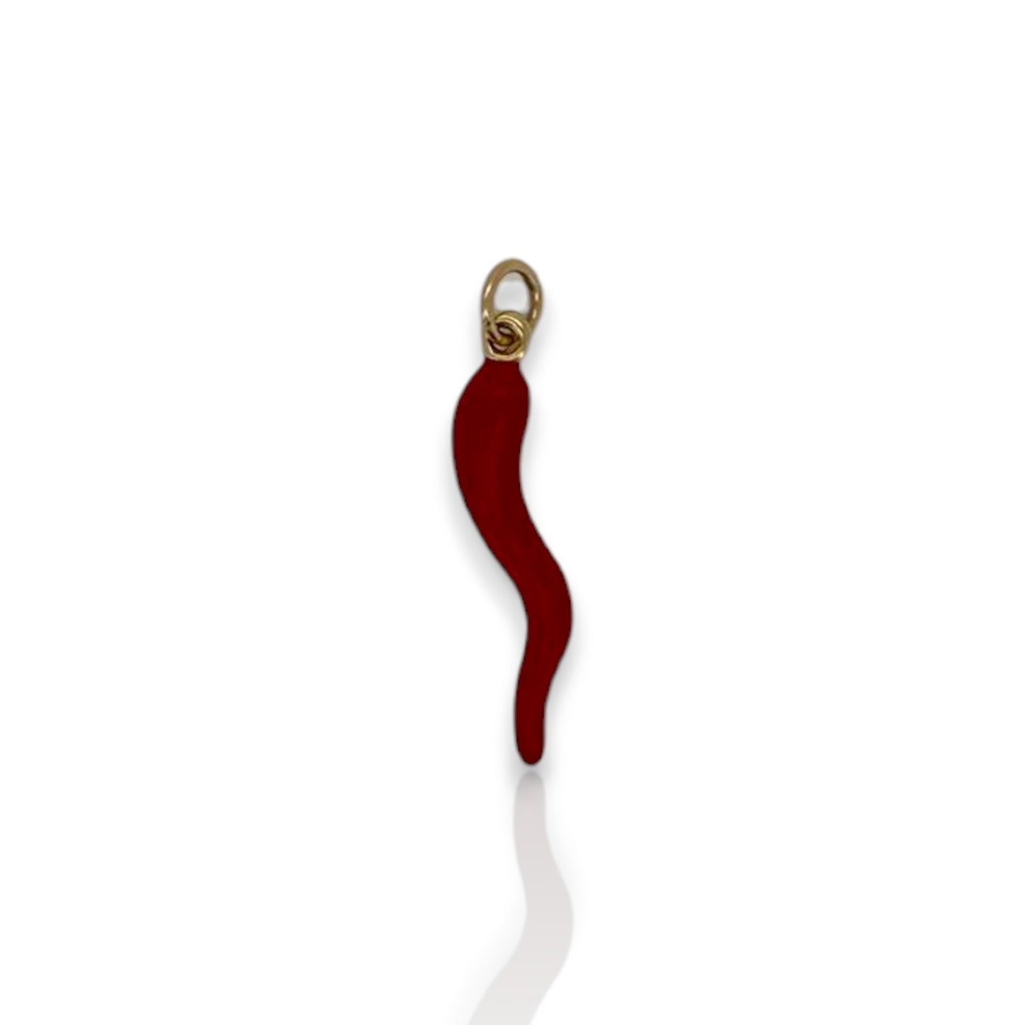 Red Italian Horn Pendant - 14K Yellow Gold