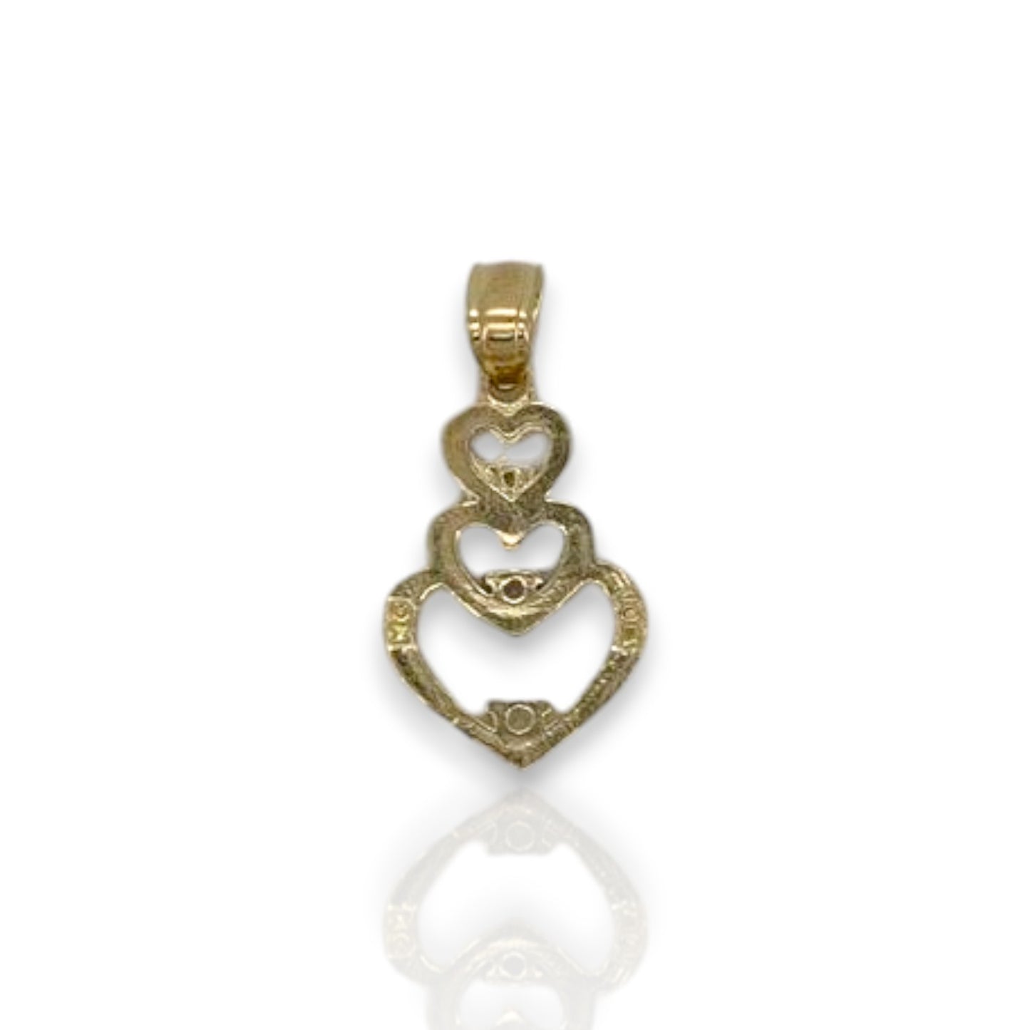 Triple Heart Cz Pendant - 10K Yellow Gold
