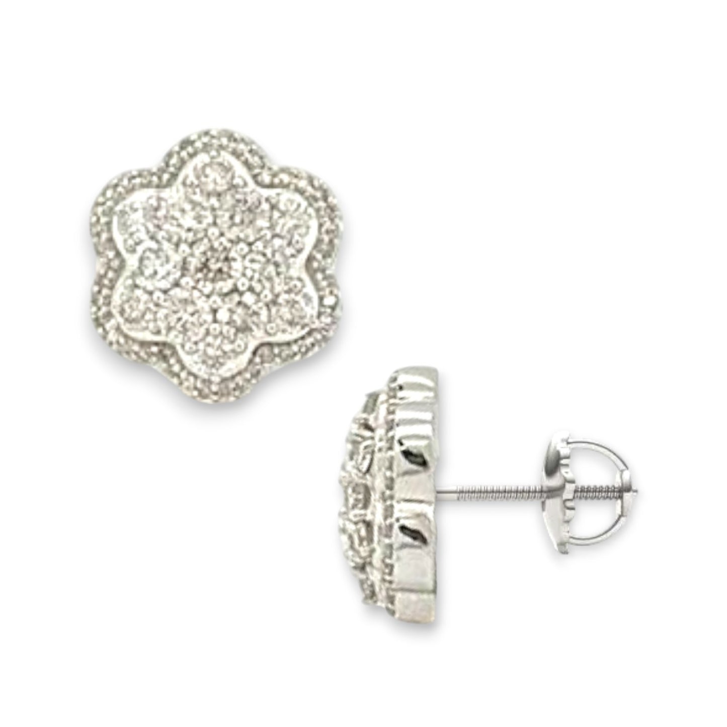 0.33ct Diamond Round Stud Earrings - 14K White Gold