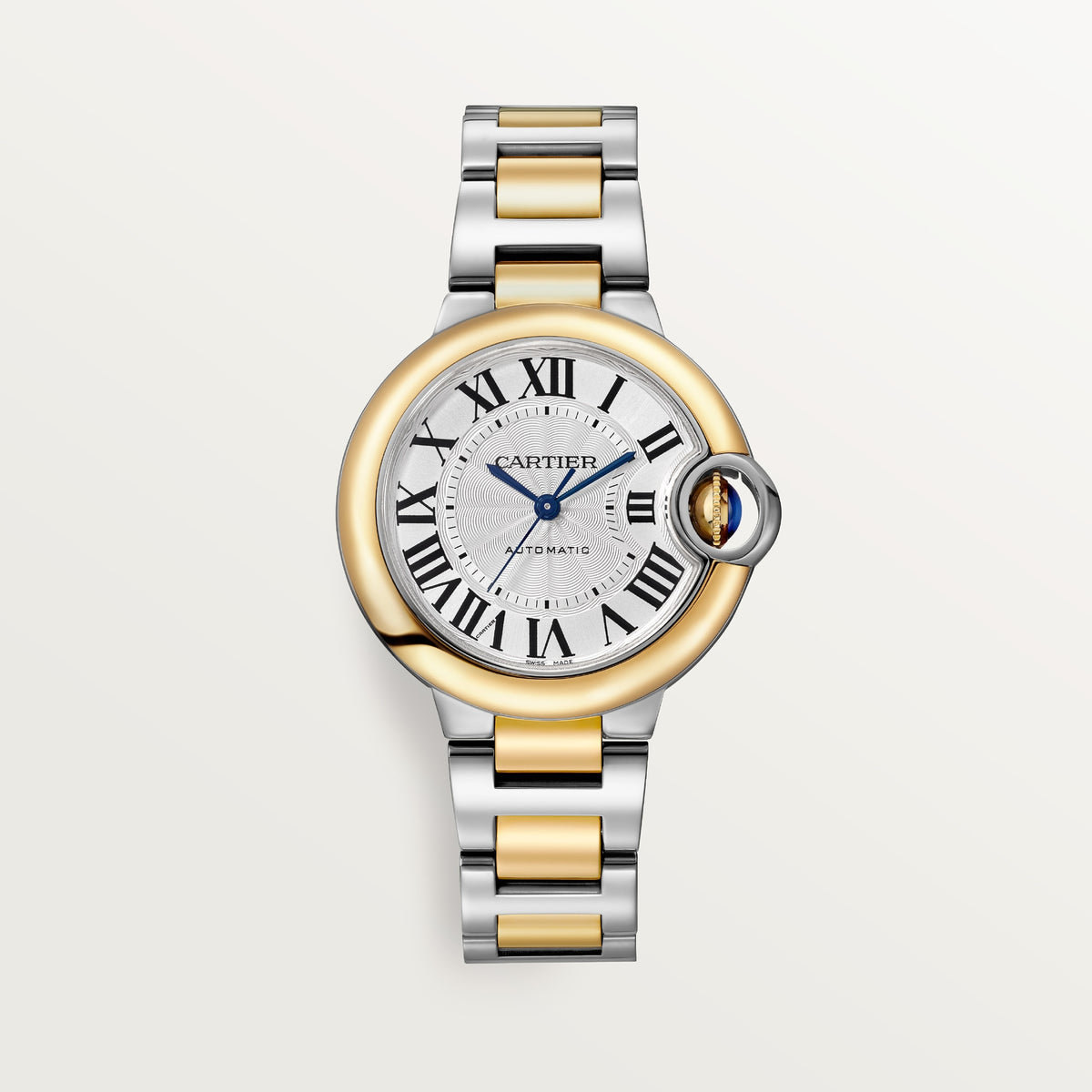 Cartier Ballon Bleu de Cartier W2BB0037 - 33 mm Steel and yellow gold, Silvered guilloché Dial, Two-tone steel/yellow gold interchangeable bracelet