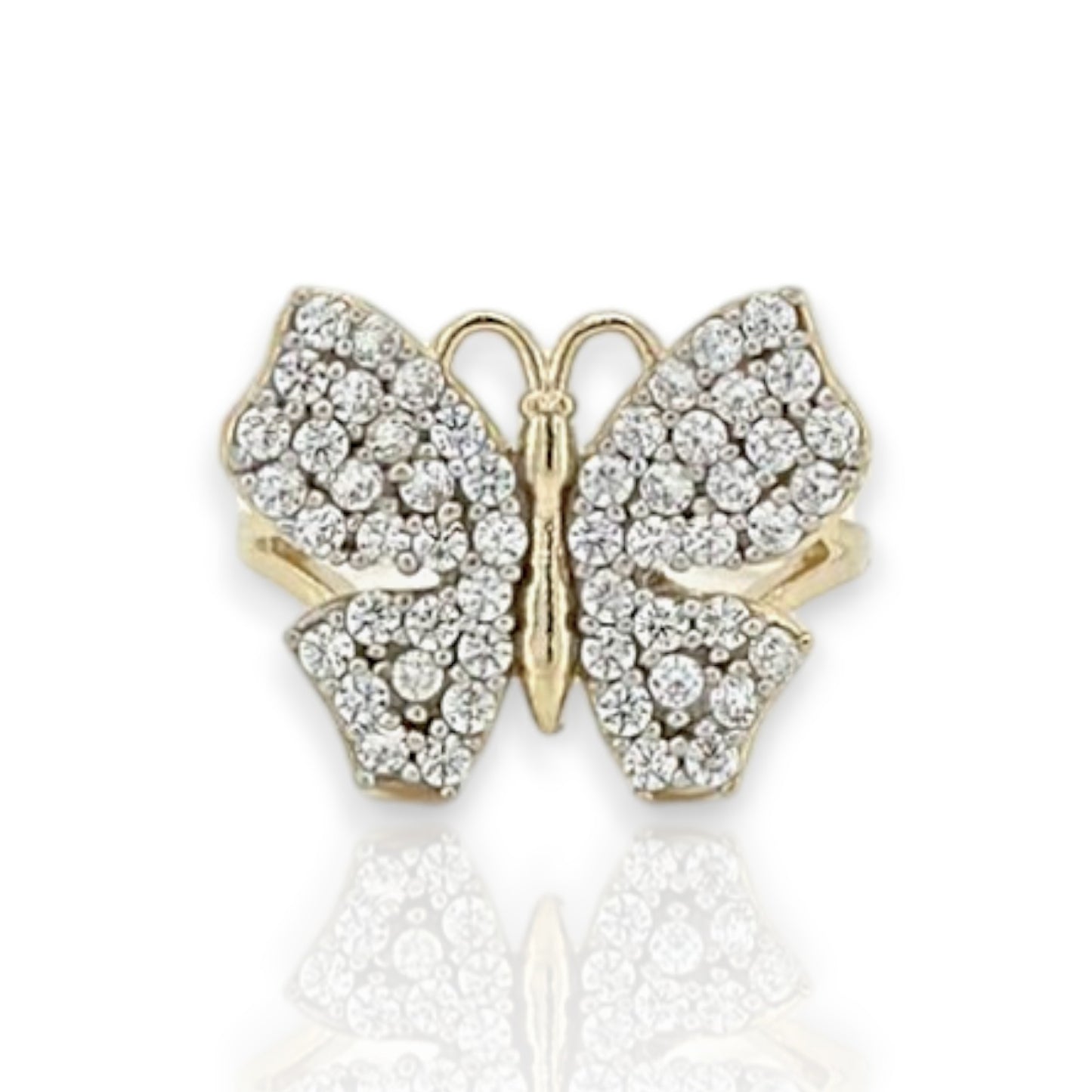 Butterfly CZ Ring - 10K Yellow Gold