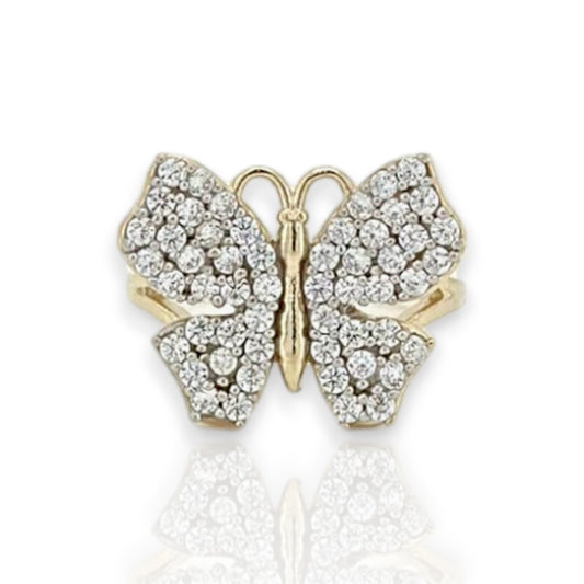 Butterfly CZ Ring - 10K Yellow Gold