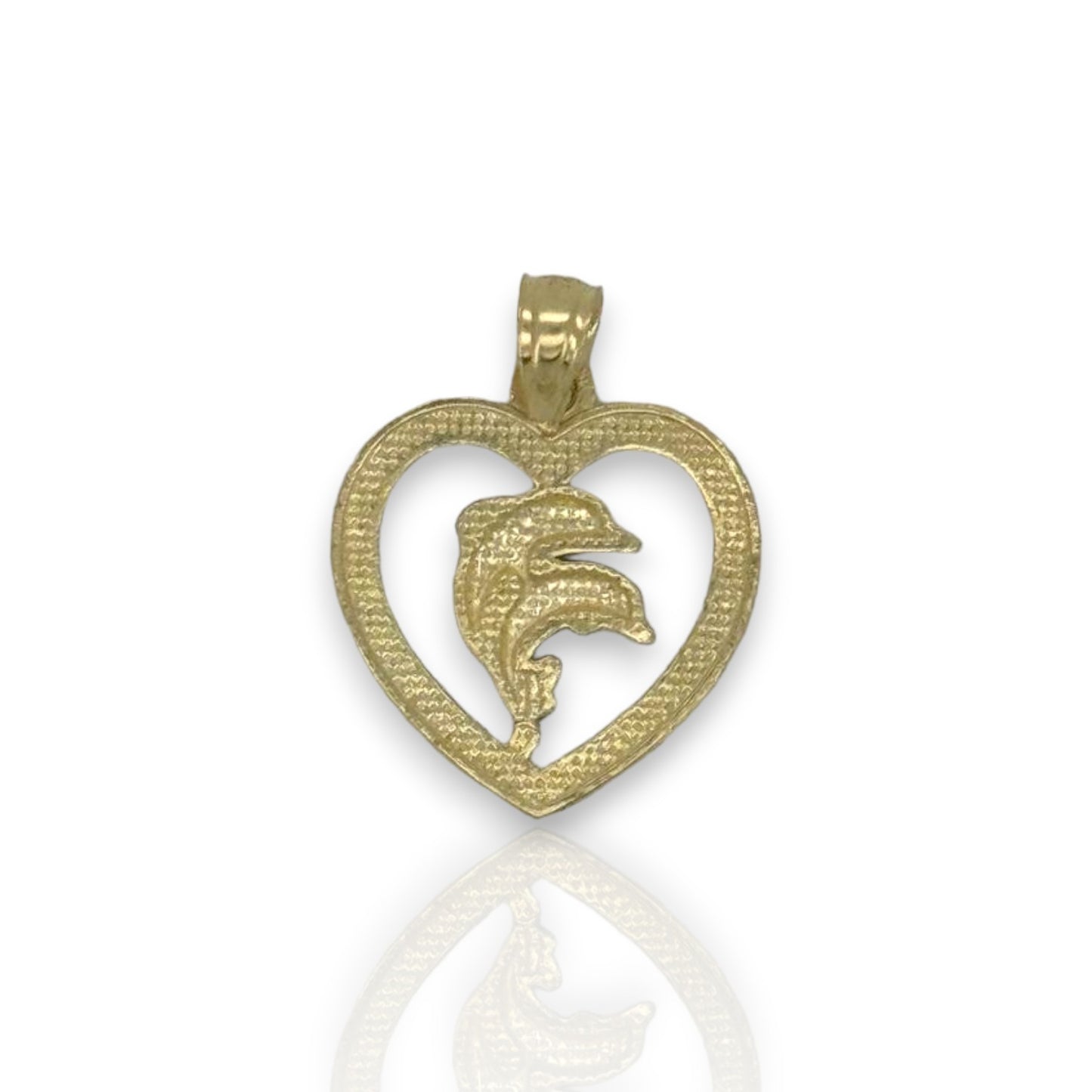 Heart "Dolphin" Pendant - 10K Yellow Gold