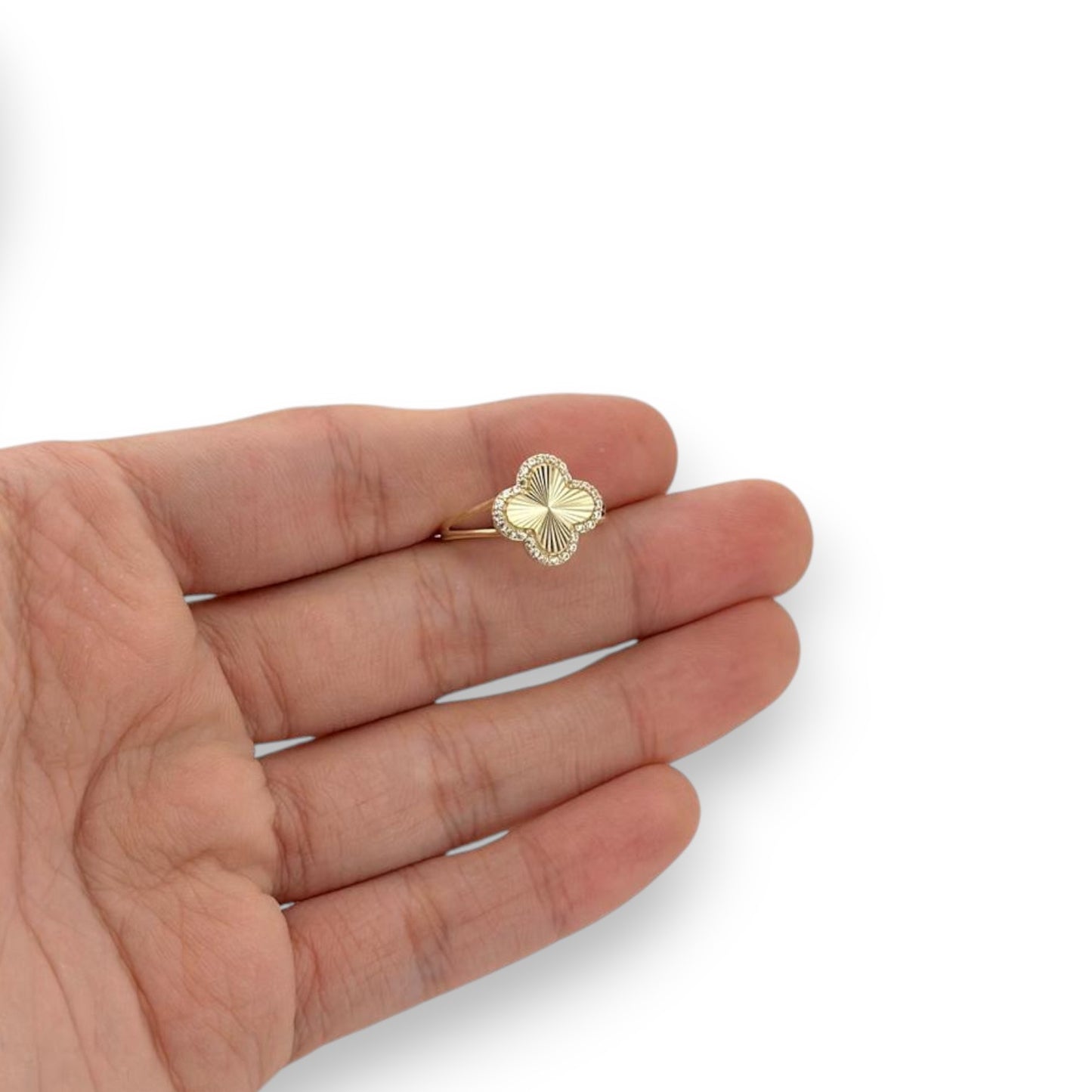 Clover CZ Ring - 10K Yellow Gold