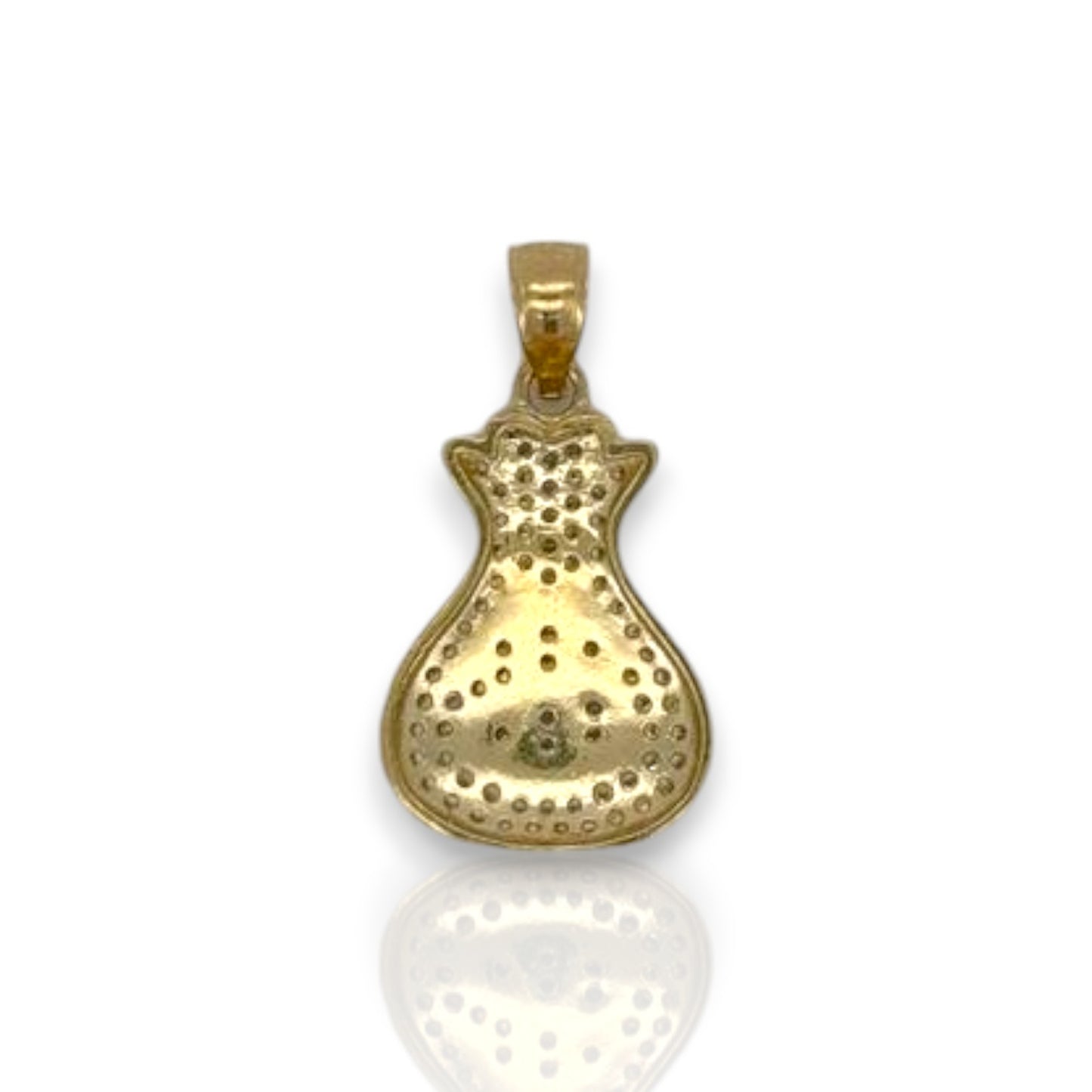 Money Bag Cz Pendant - 14k Yellow Gold