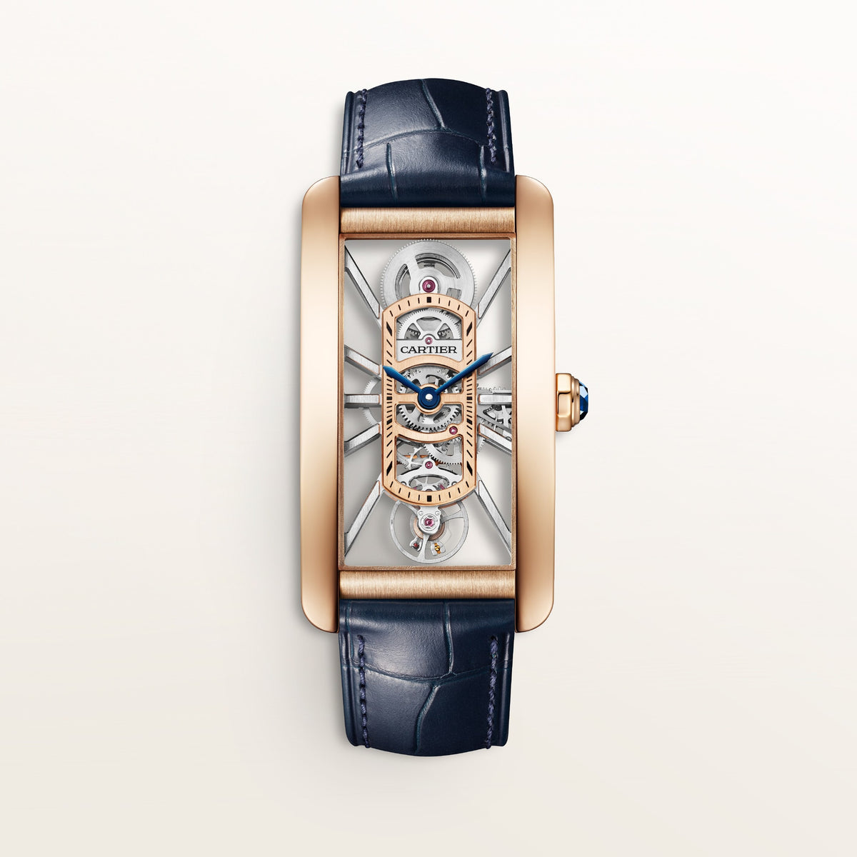 Cartier Tank Américaine Skeleton Watch WHTA0040 - Large model 18K rose gold, Skeleton (openworked) movement bridges Dial