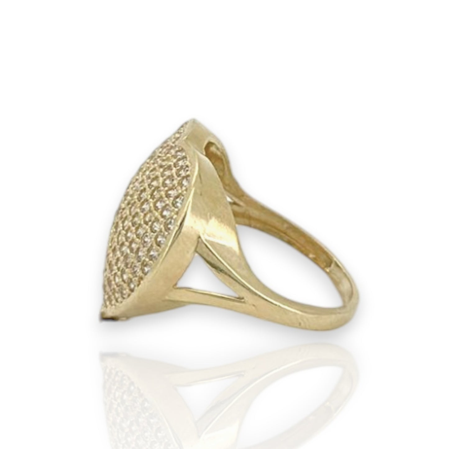 Anillo con circonita cúbica texturizada - Oro amarillo de 10 quilates