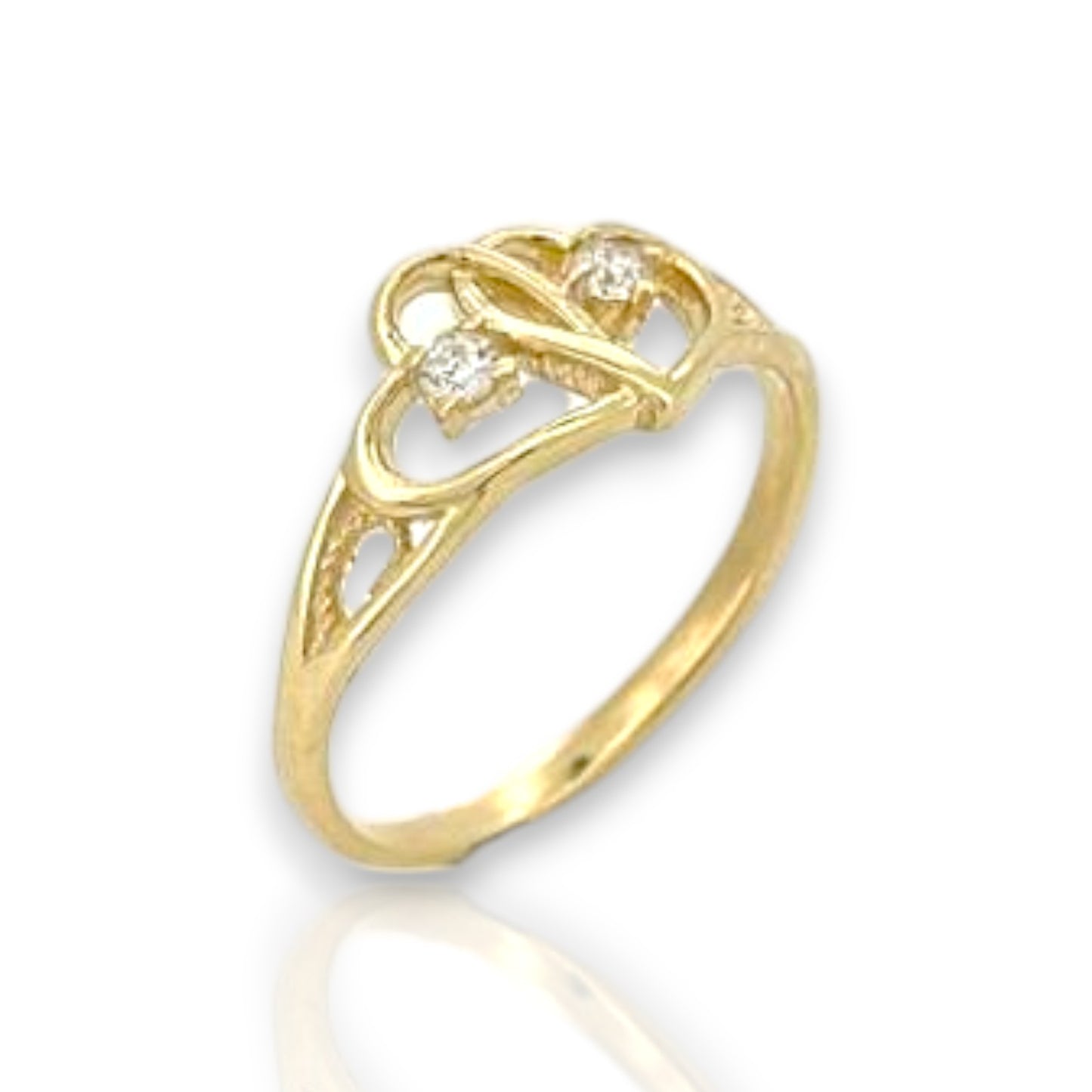 Heart CZ Ring - 10K Yellow Gold