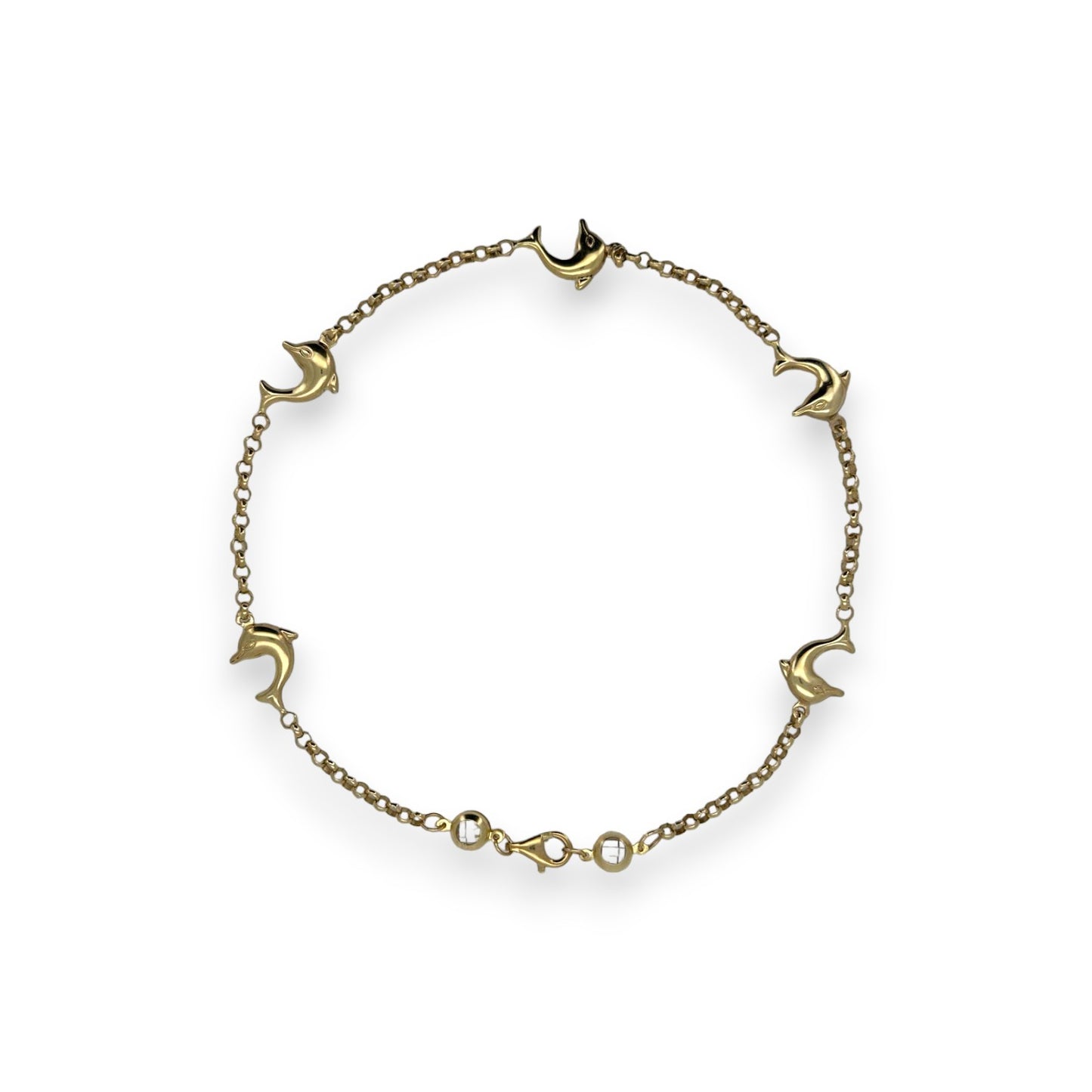 Dolphin Anklet - 10K Yellow Gold