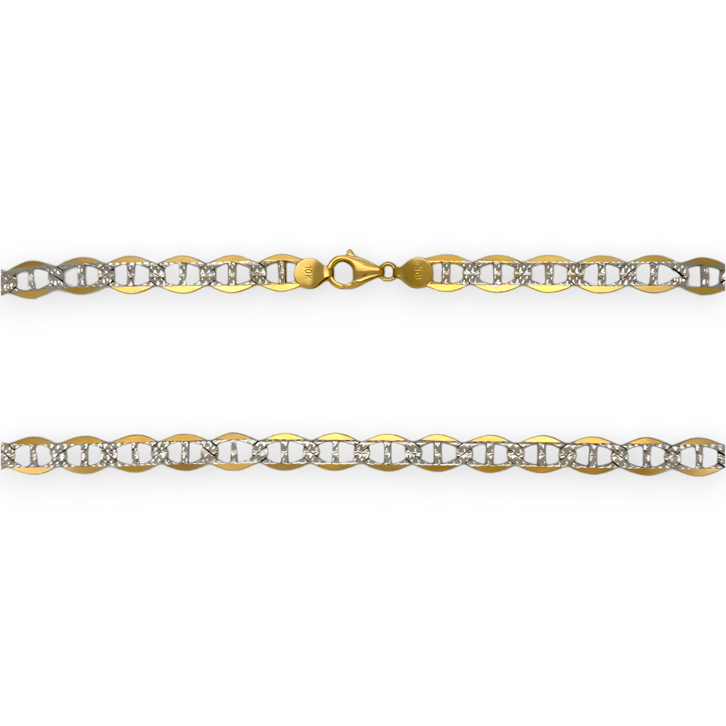 Mariner Link Chain Necklace - 10K Yellow Pave Gold - Solid