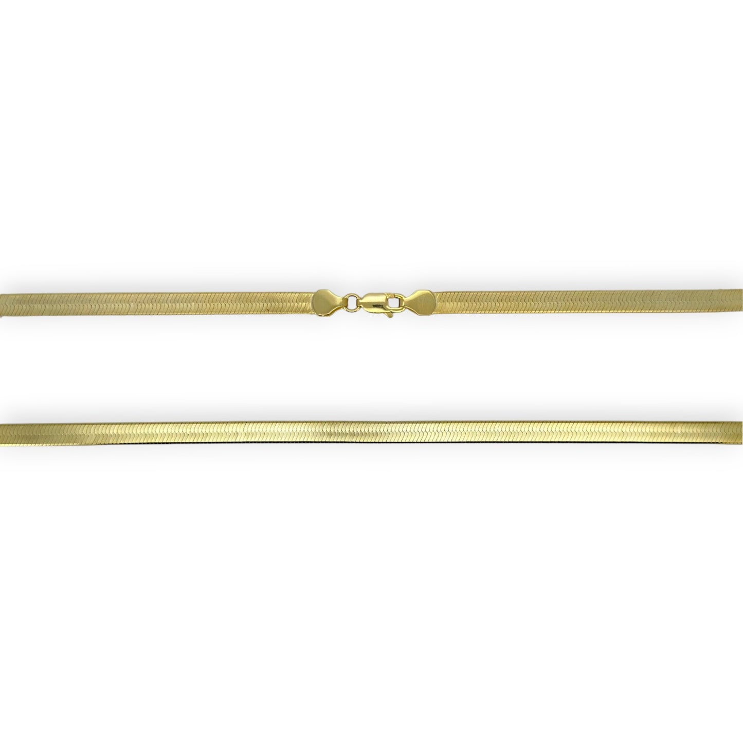 Herringbone Chain Necklace - 14K Yellow Gold - Solid