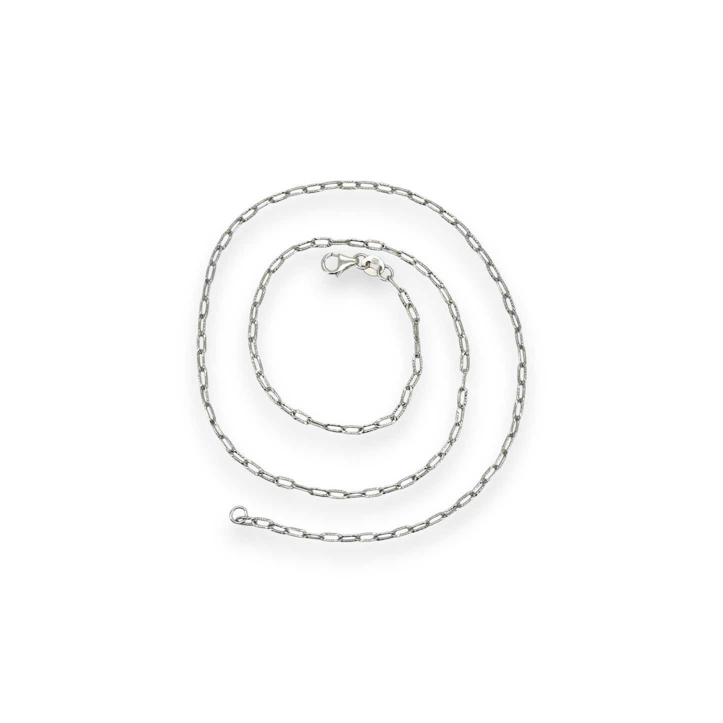 Solid Paperclip Texture - 14K White Gold