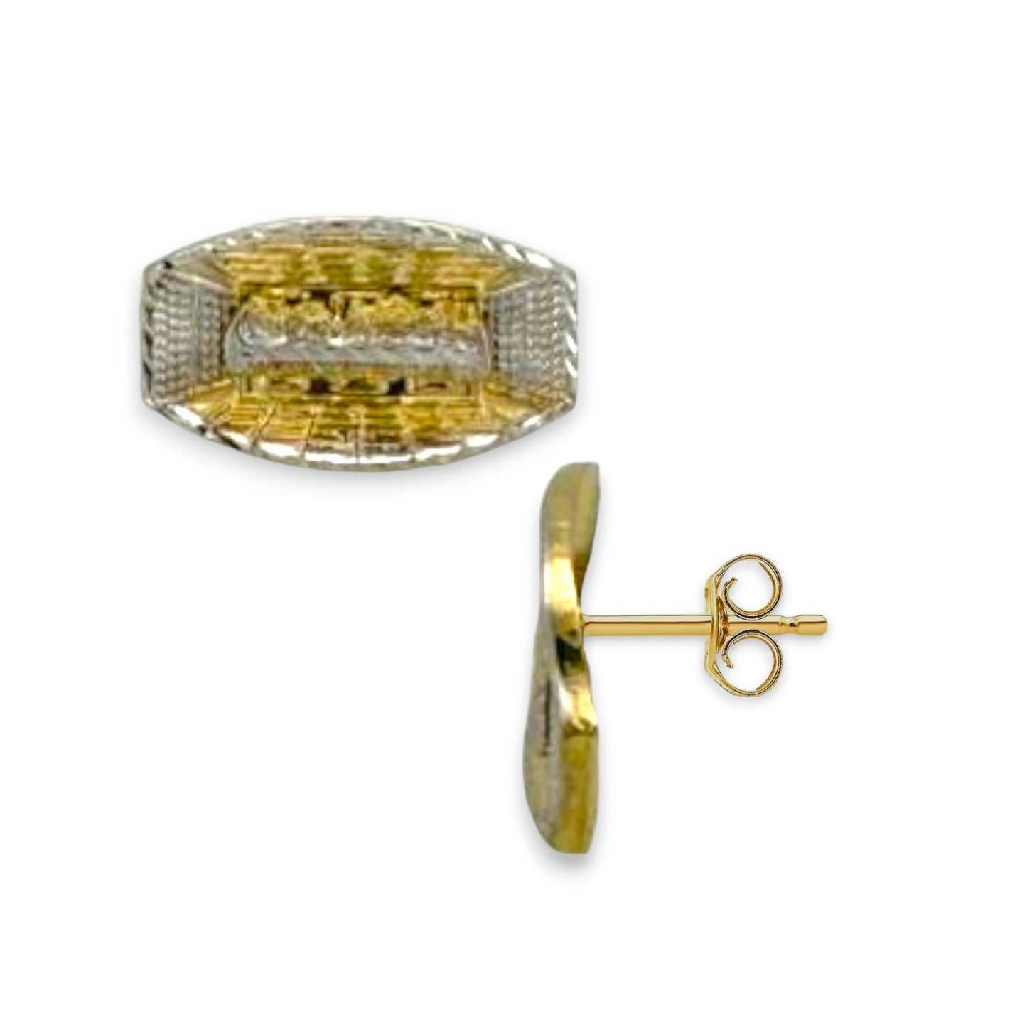 Last Supper Two Tone Earrings - 10k Yellow Gold