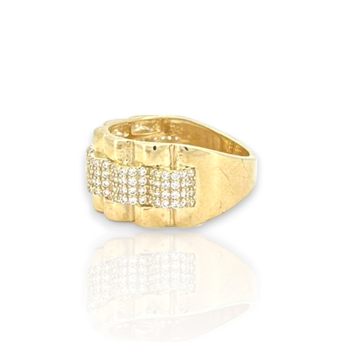 Rail Road Link Ring - 10k Yellow Gold