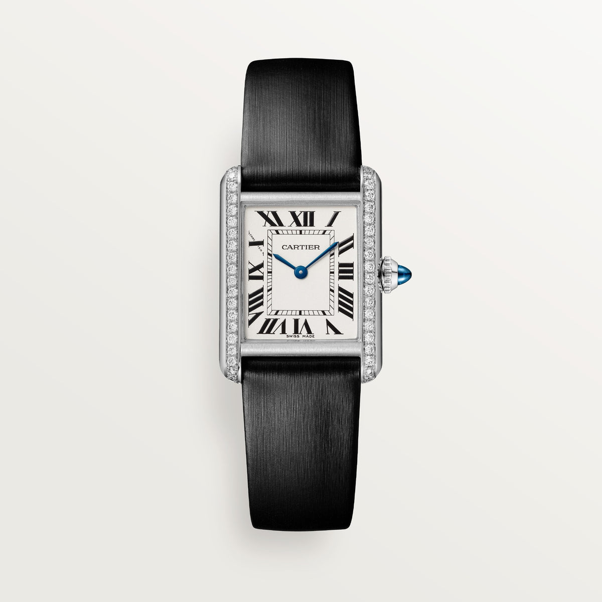 Cartier Tank Must de Cartier W4TA0031 - Small model Steel, Silvered Dial, Interchangeable black brushed calfskin strap