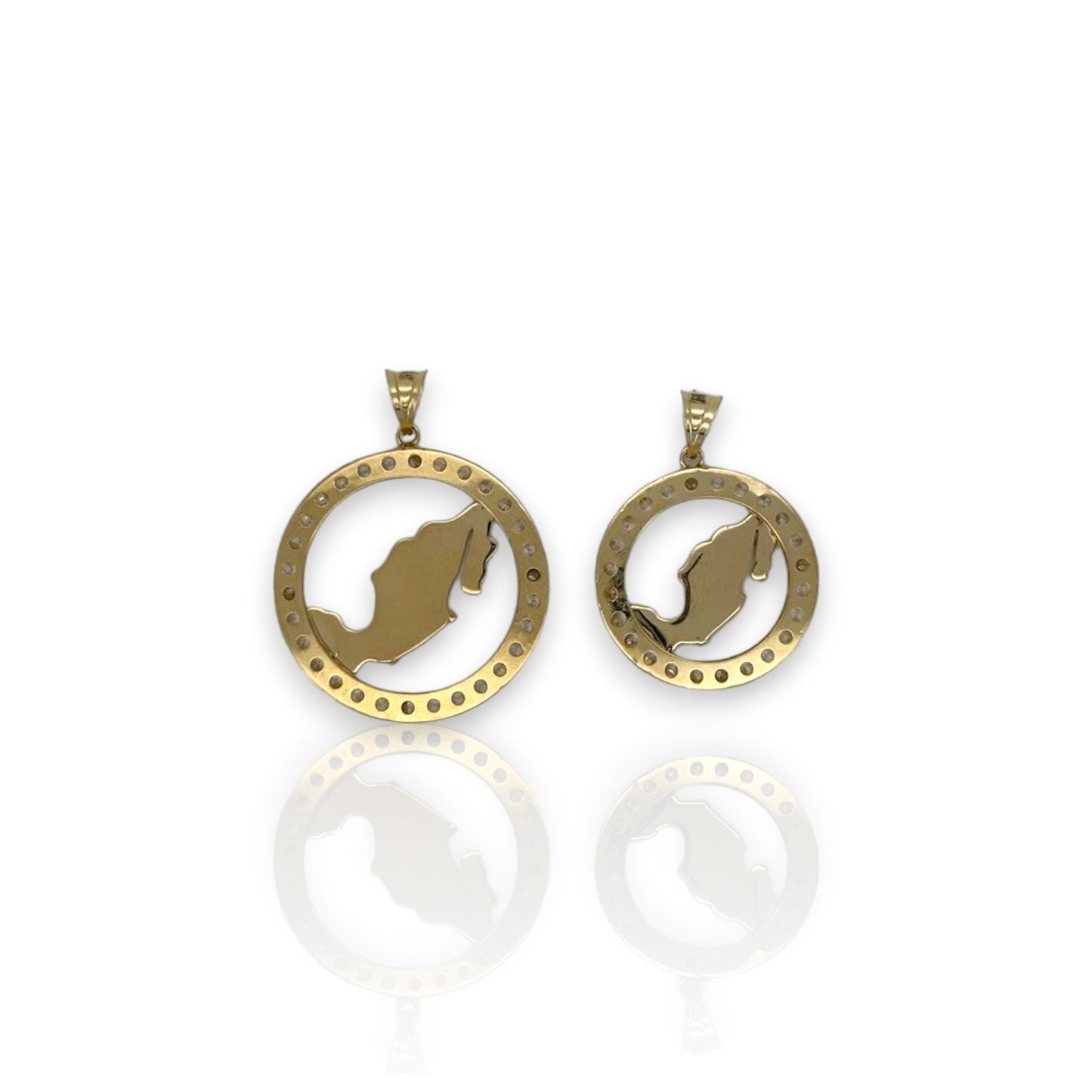Mexico Medallion Cz Pendant - 14K Yellow Gold
