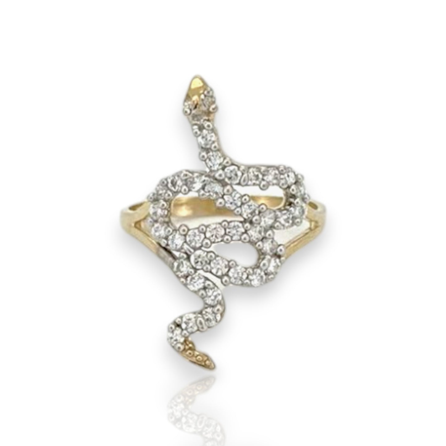 Snake Ring CZ - 10K Yellow Gold