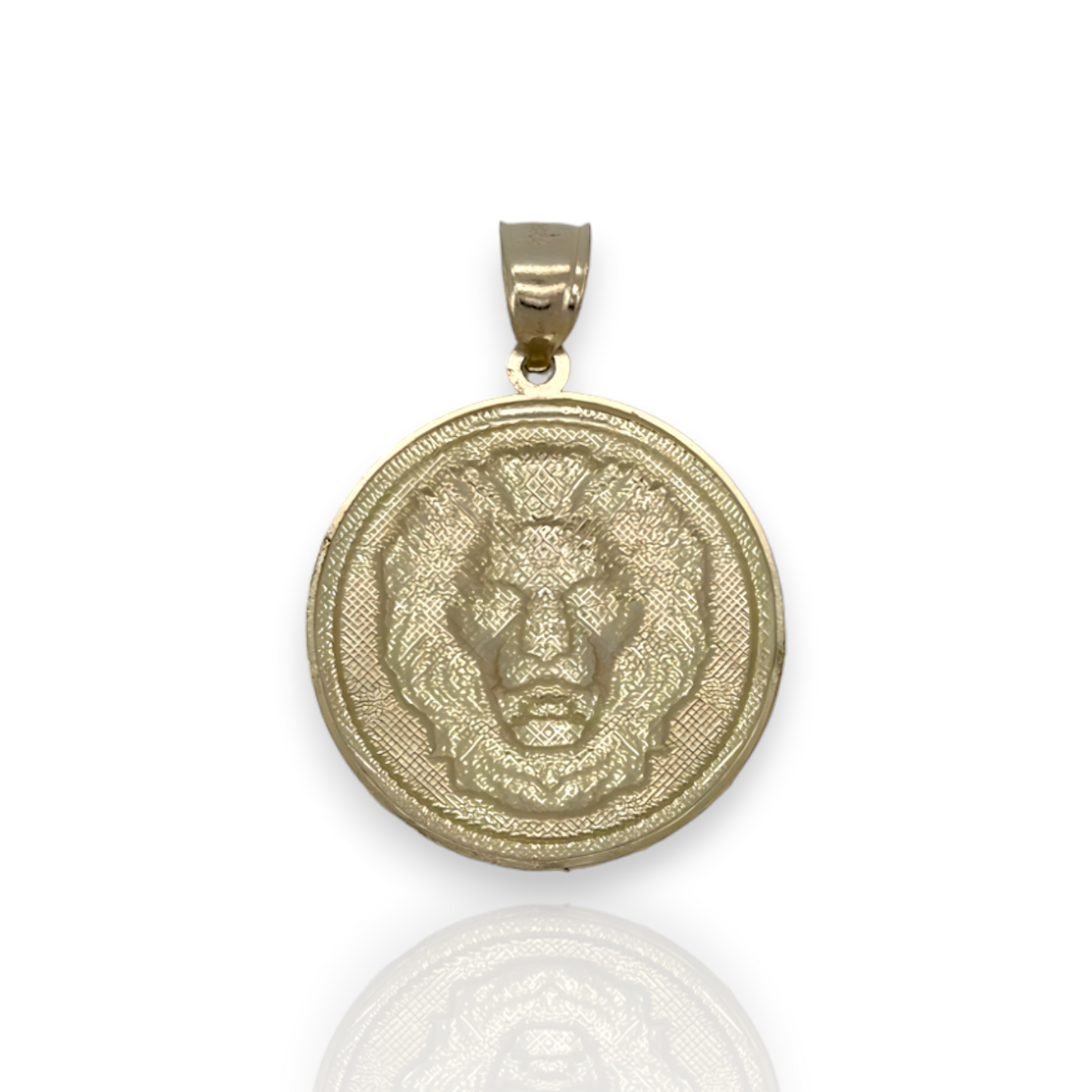 Lion Head Medallion Pendant - 10k Yellow Gold