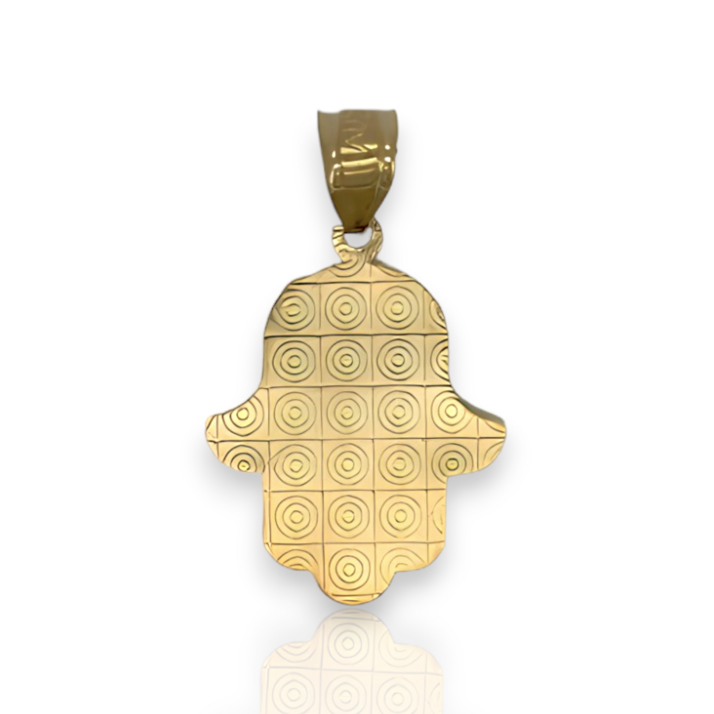 Textured Hamsa Evil Eye Pendant - 10k Yellow Gold