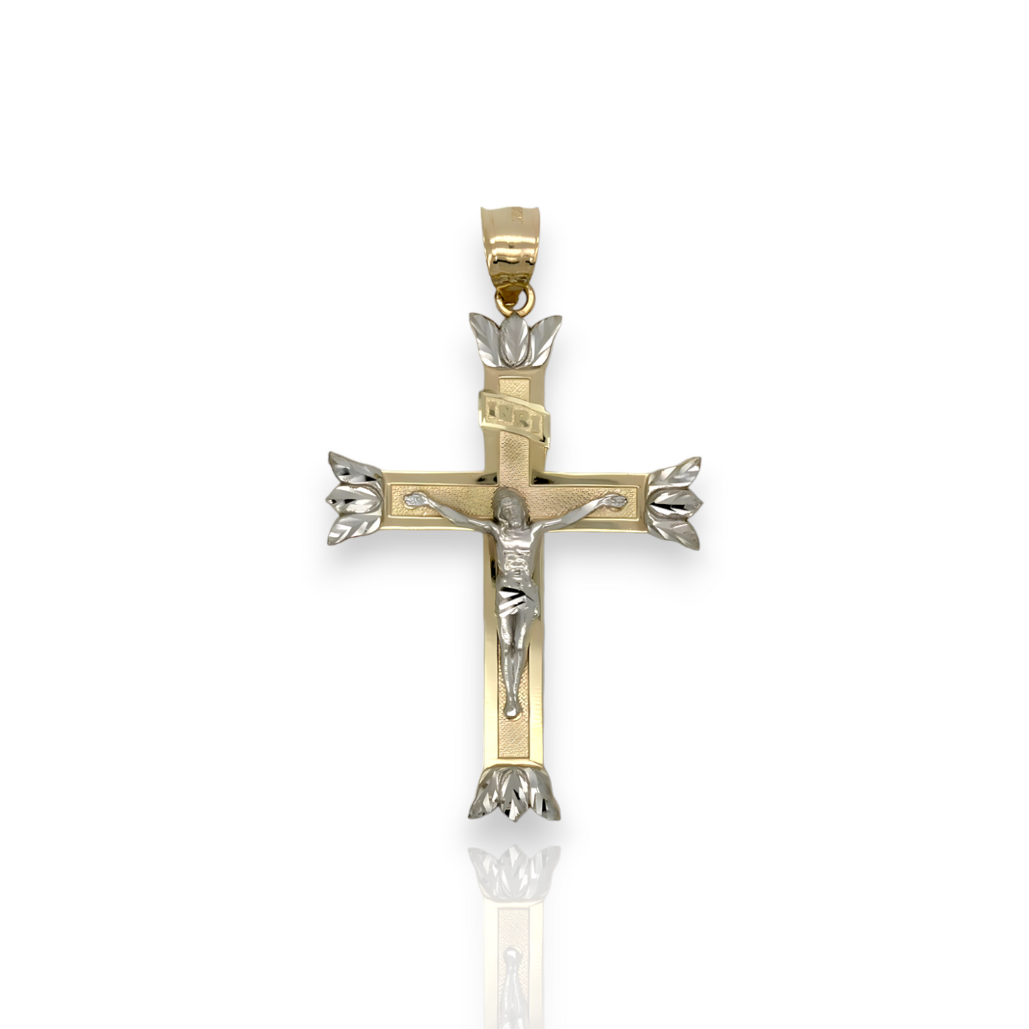 Colgante de cruz con crucifijo - Oro amarillo de 10 k