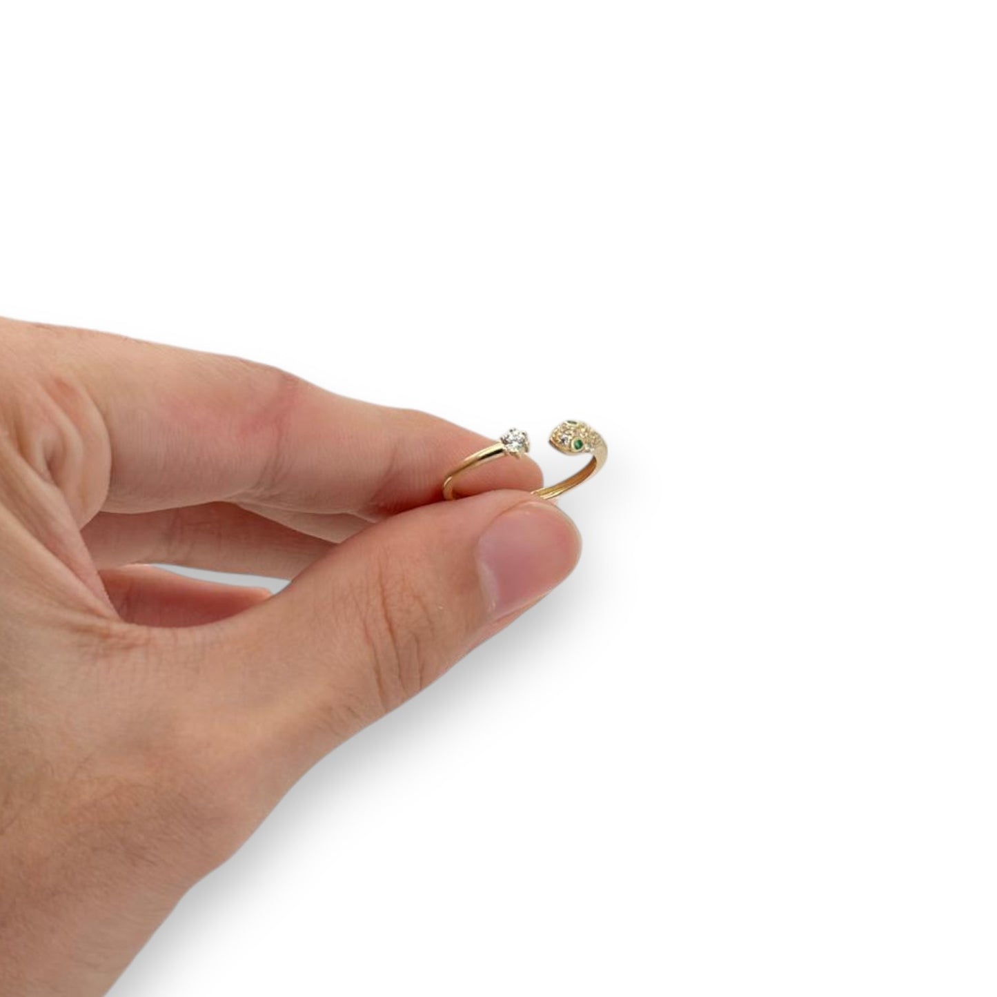 Snake CZ Ring - 10K Yellow Gold