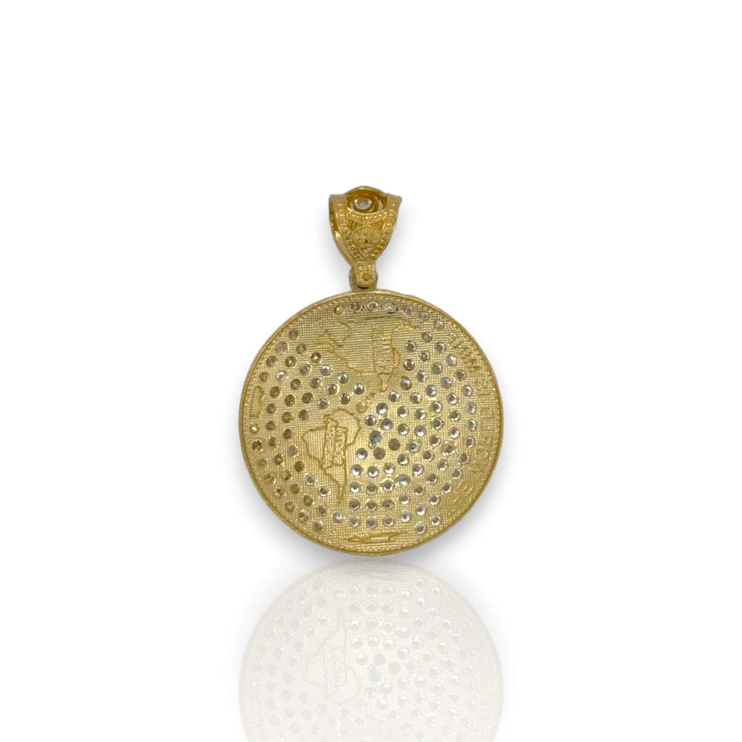 Planet "Globe" Cz Pendant - 14K Yellow Gold