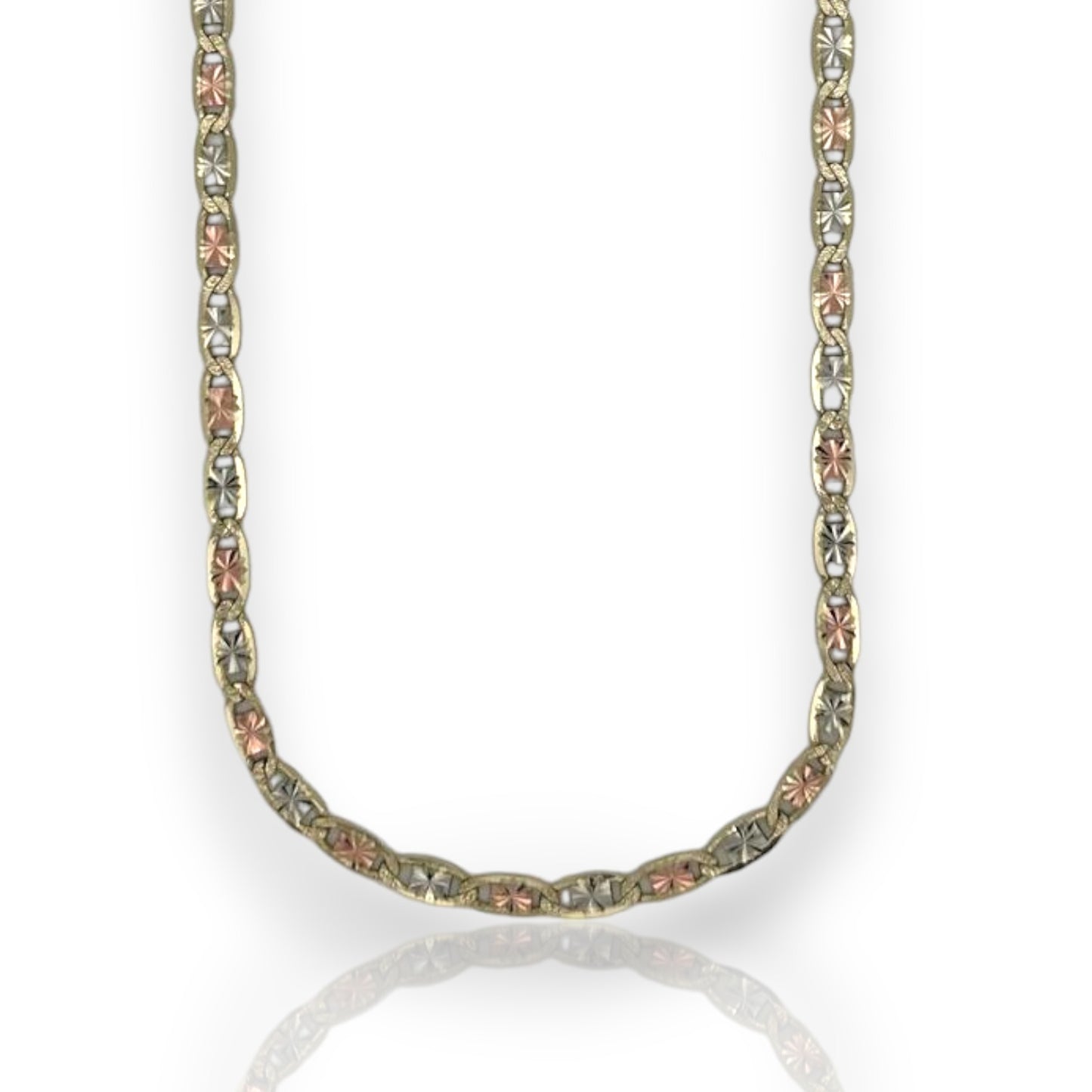 Valentino Tri Color Half Diamond Cut - 10K Solid Gold