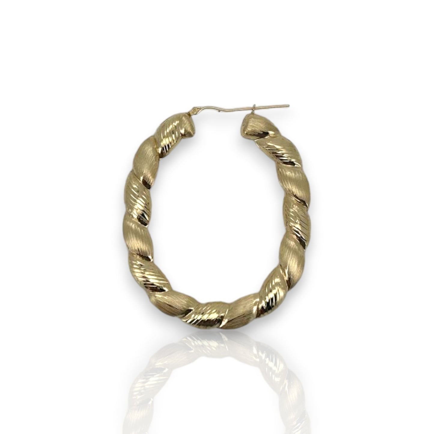 Hoop Round Twisted Earrings - 10K Yellow Gold
