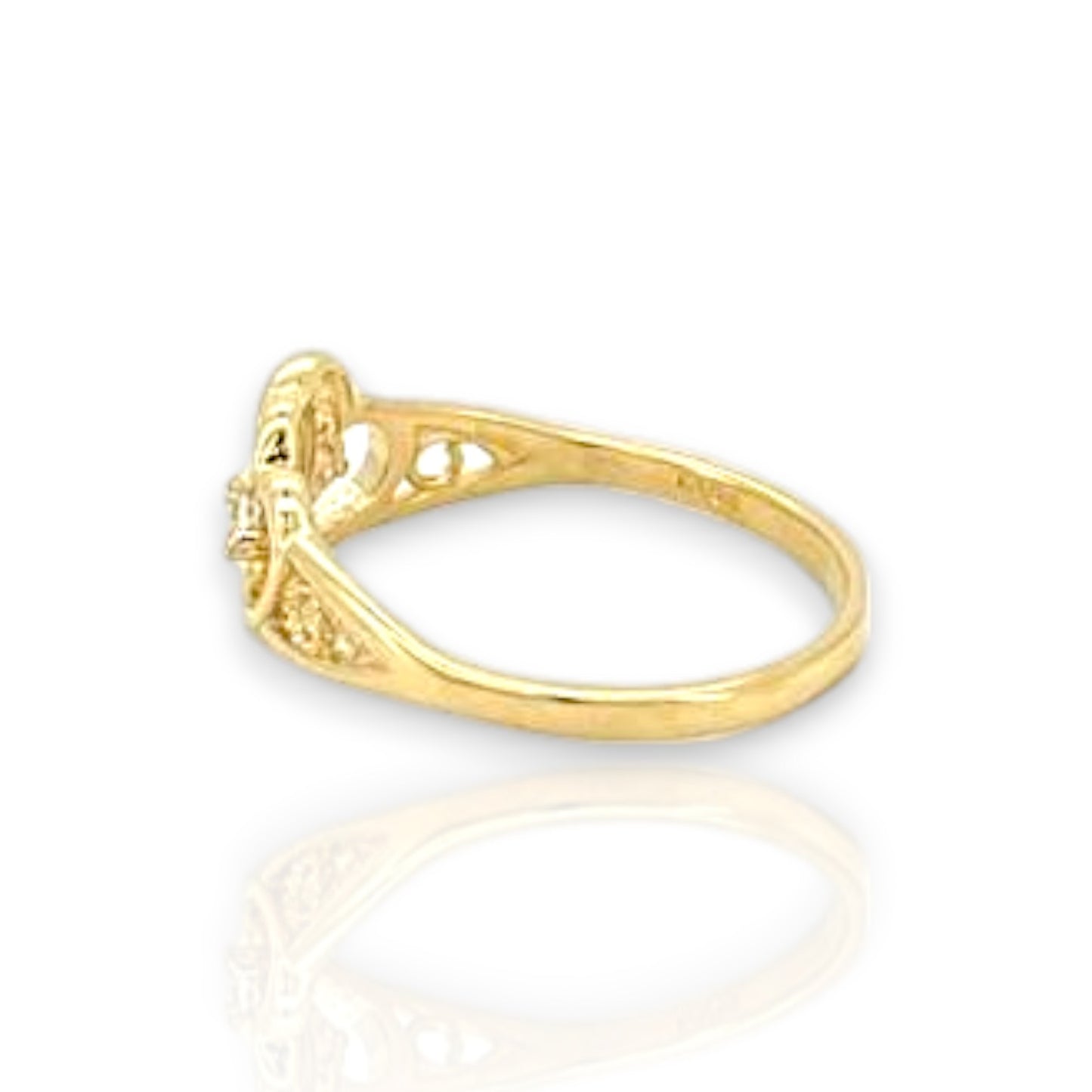Heart CZ Ring - 10K Yellow Gold