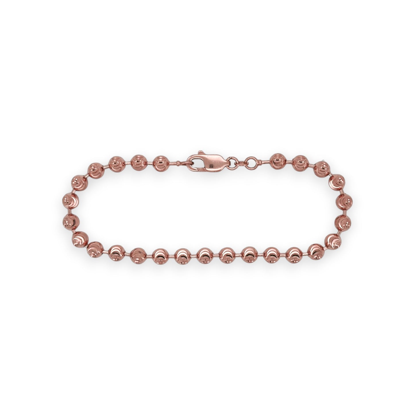 Bead Ball Moon Cut Link Bracelet - 14K Rose Gold - Solid