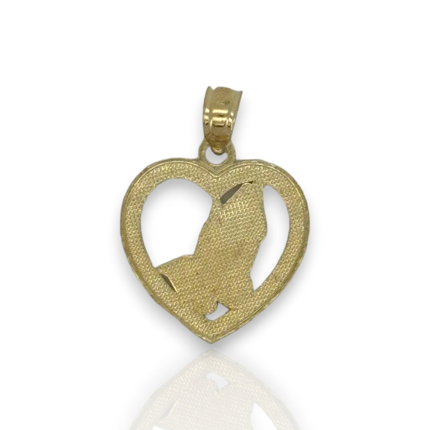 Praying Hands Heart Pendant - 10K Yellow Gold