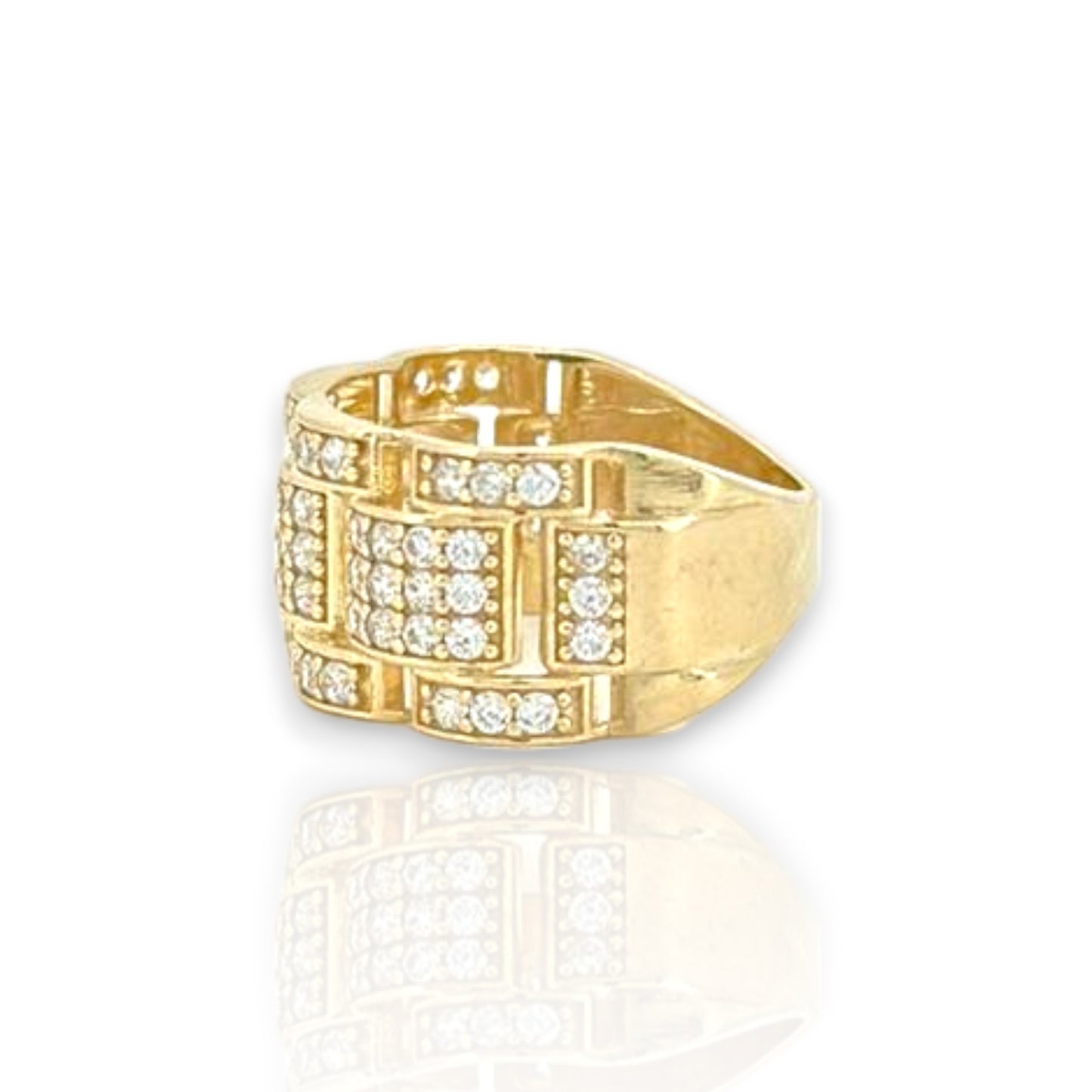 Rail Road Link Ring - 10k Yellow Gold