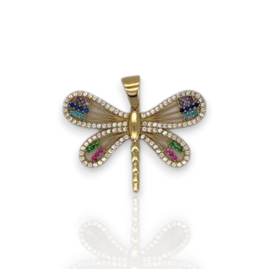 Butterfly Cz Pendant - 14K Yellow Gold