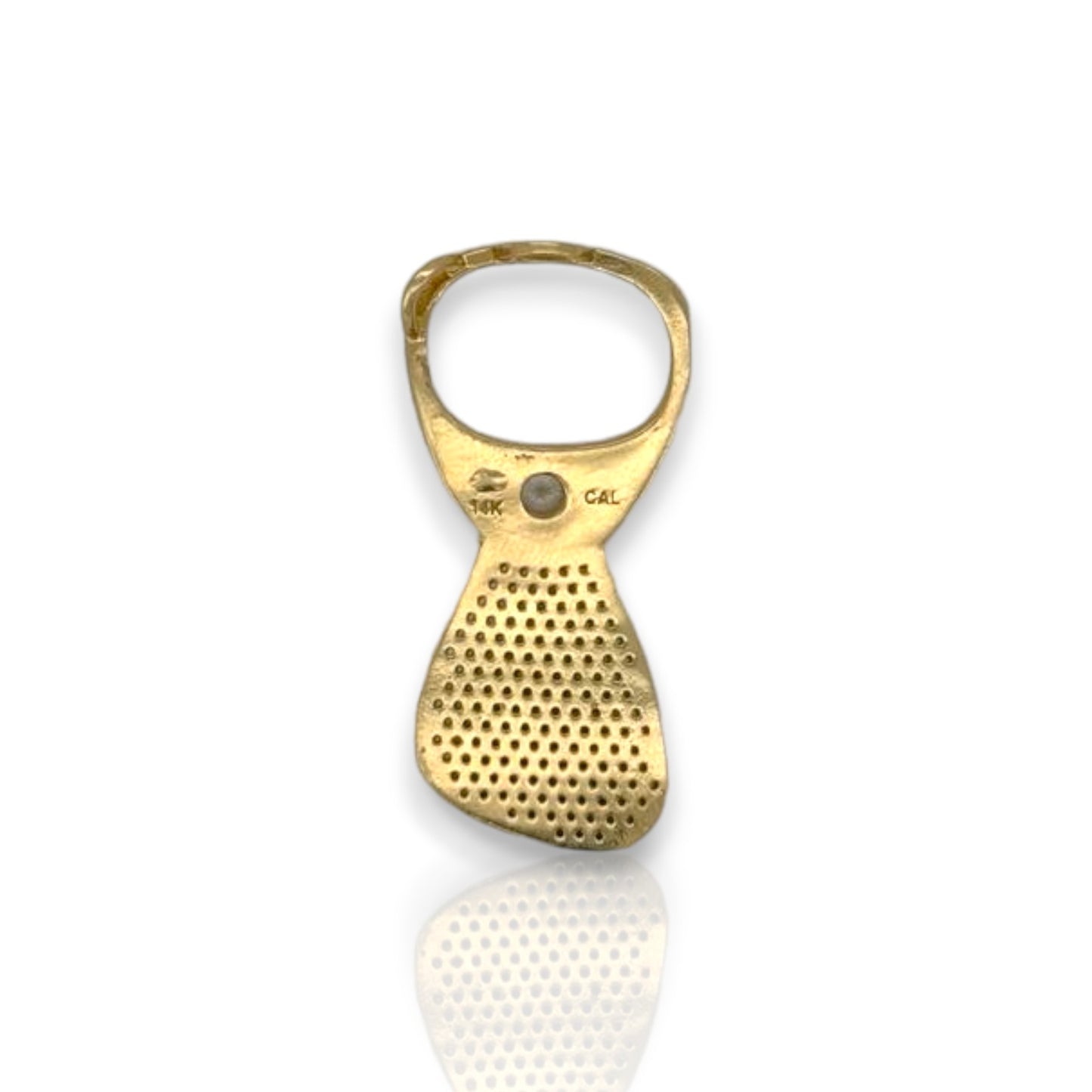 Botle Opener Cz Pendant - 14k Yellow Gold