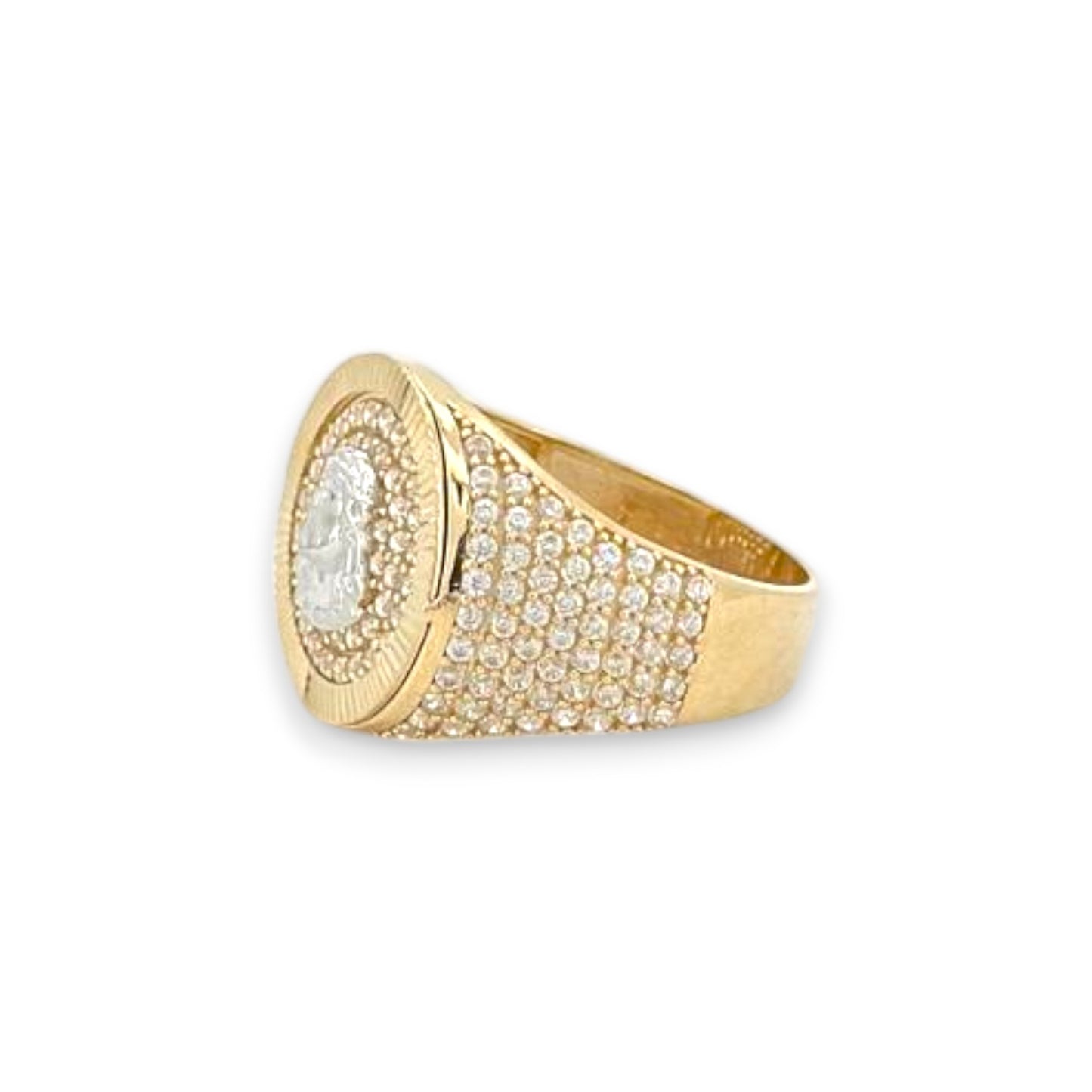 Jesus Round CZ Ring - 10K Yellow Gold