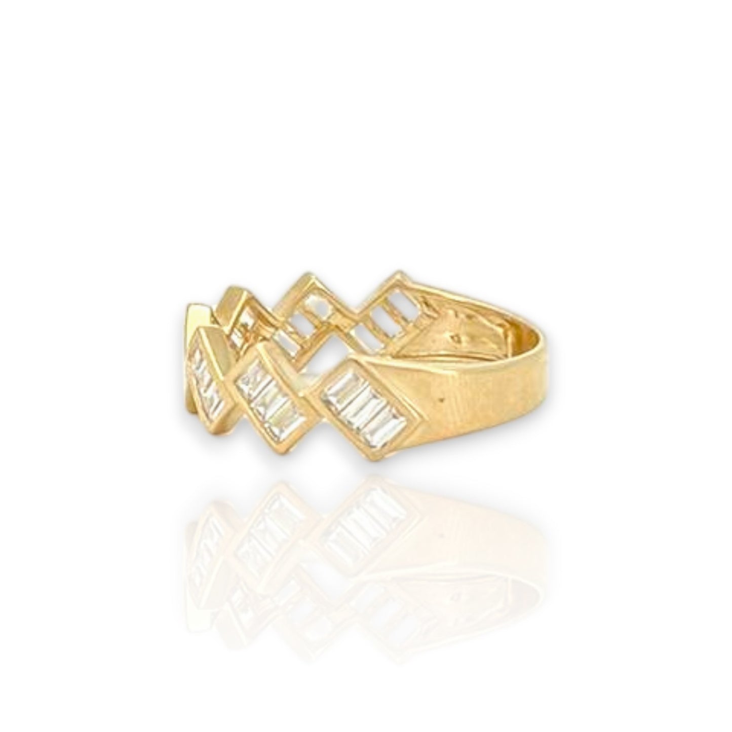 Miami Cuban Link Baguette Cut Cz Ring - 10k Yellow Gold