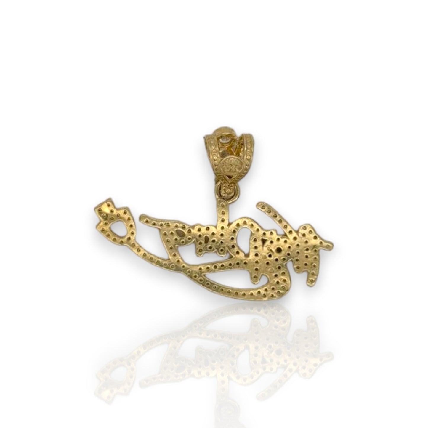 No Plug Sign Cz Pendant - 14k Yellow Gold