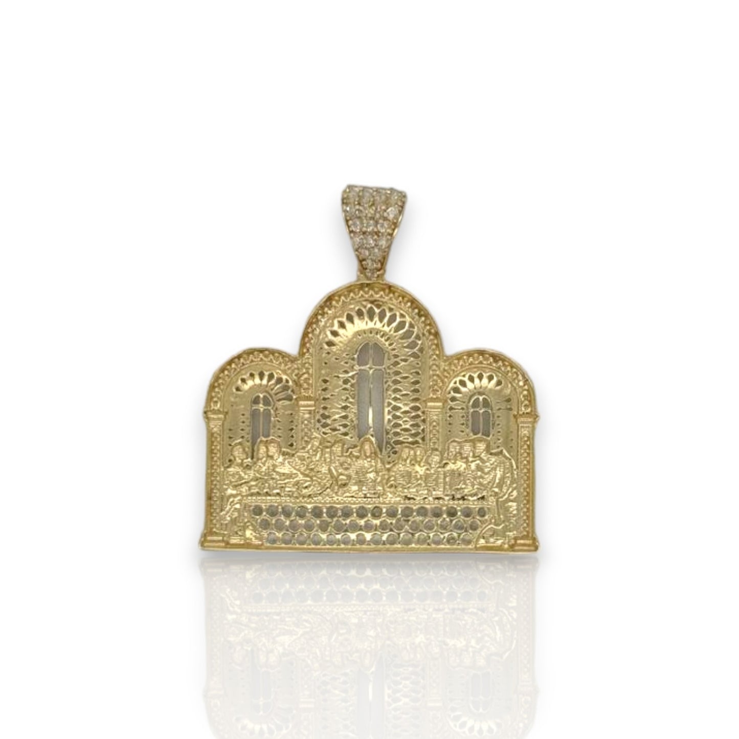 Last Supper Cz Pendant - 14k Yellow Gold