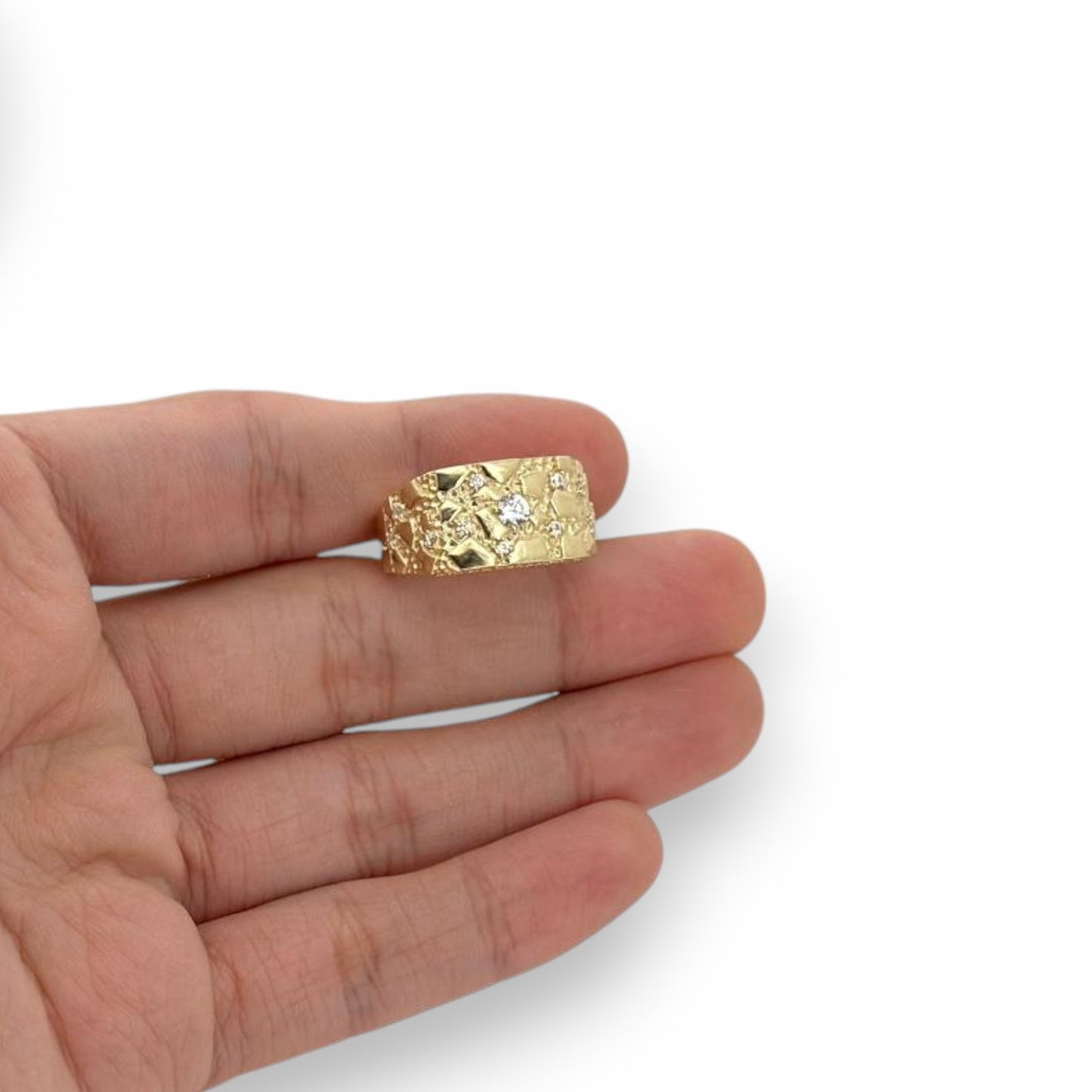 Nugget CZ Ring - 10K Yellow Gold
