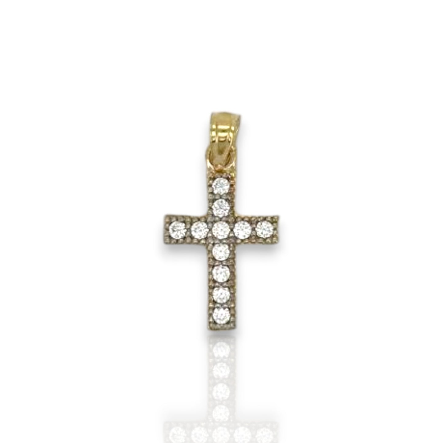Cross Cz Pendant - 10k Yellow Gold