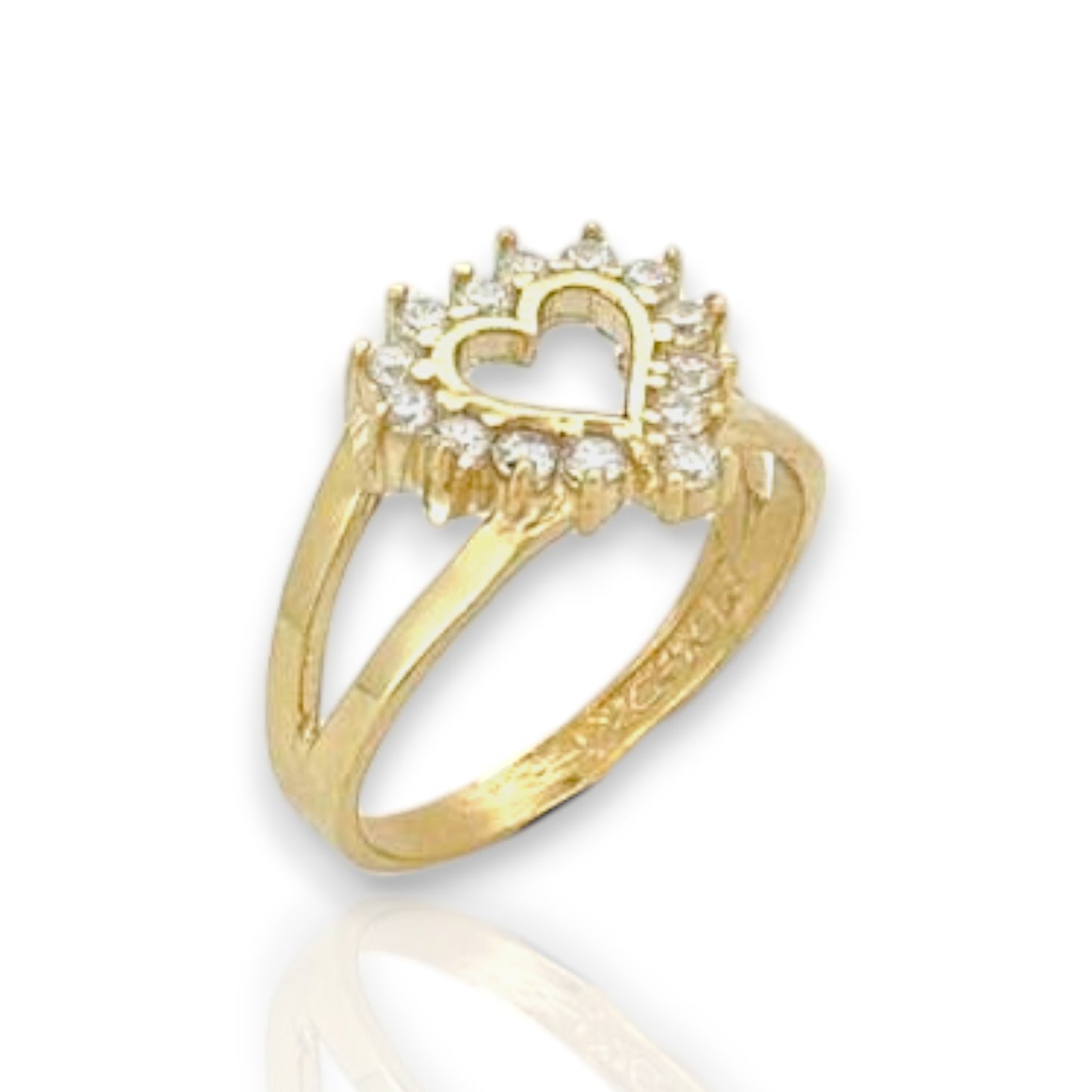 Heart CZ Ring - 10K Yellow Gold