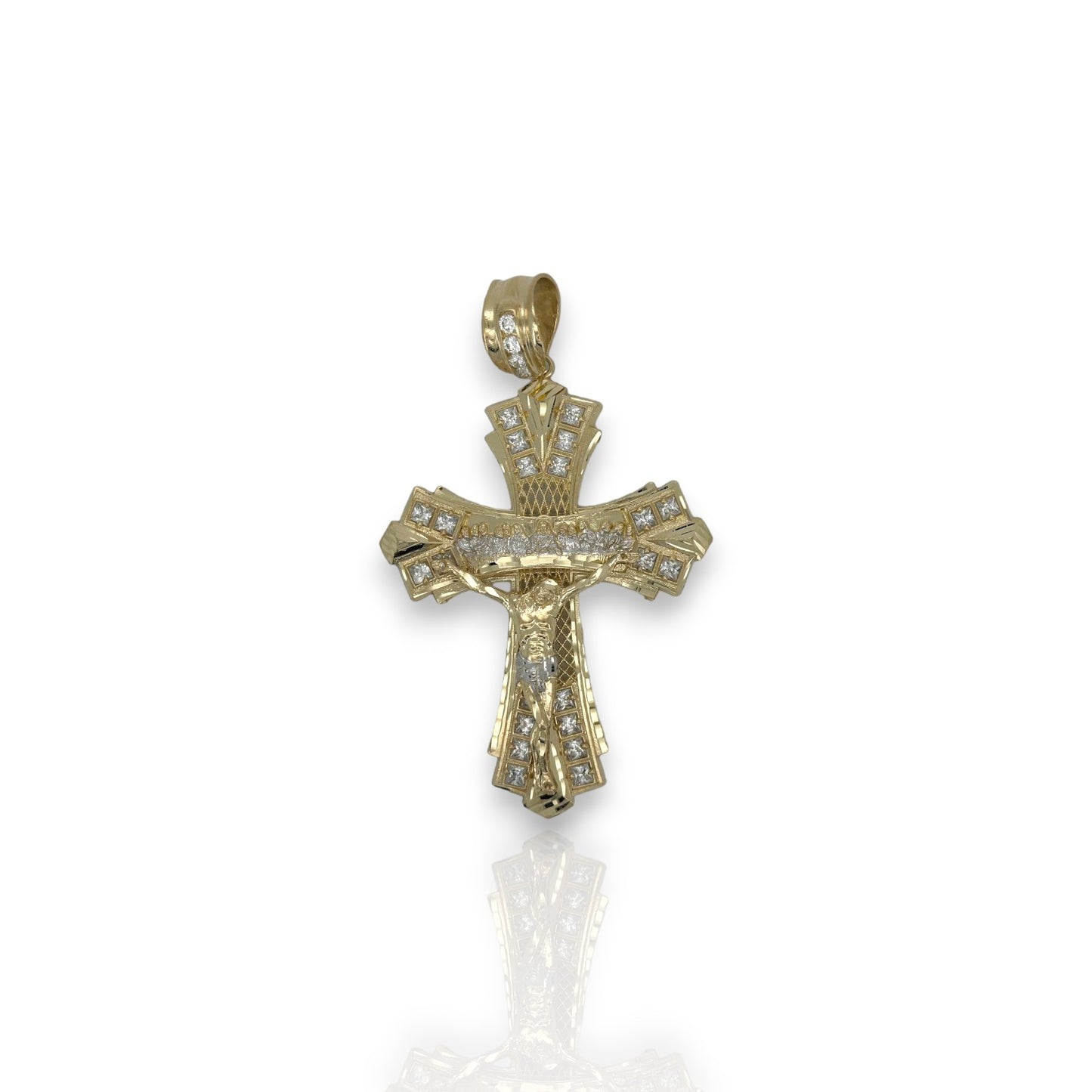 Cross Crucifix Last Supper Pendant - 10k Yellow Gold