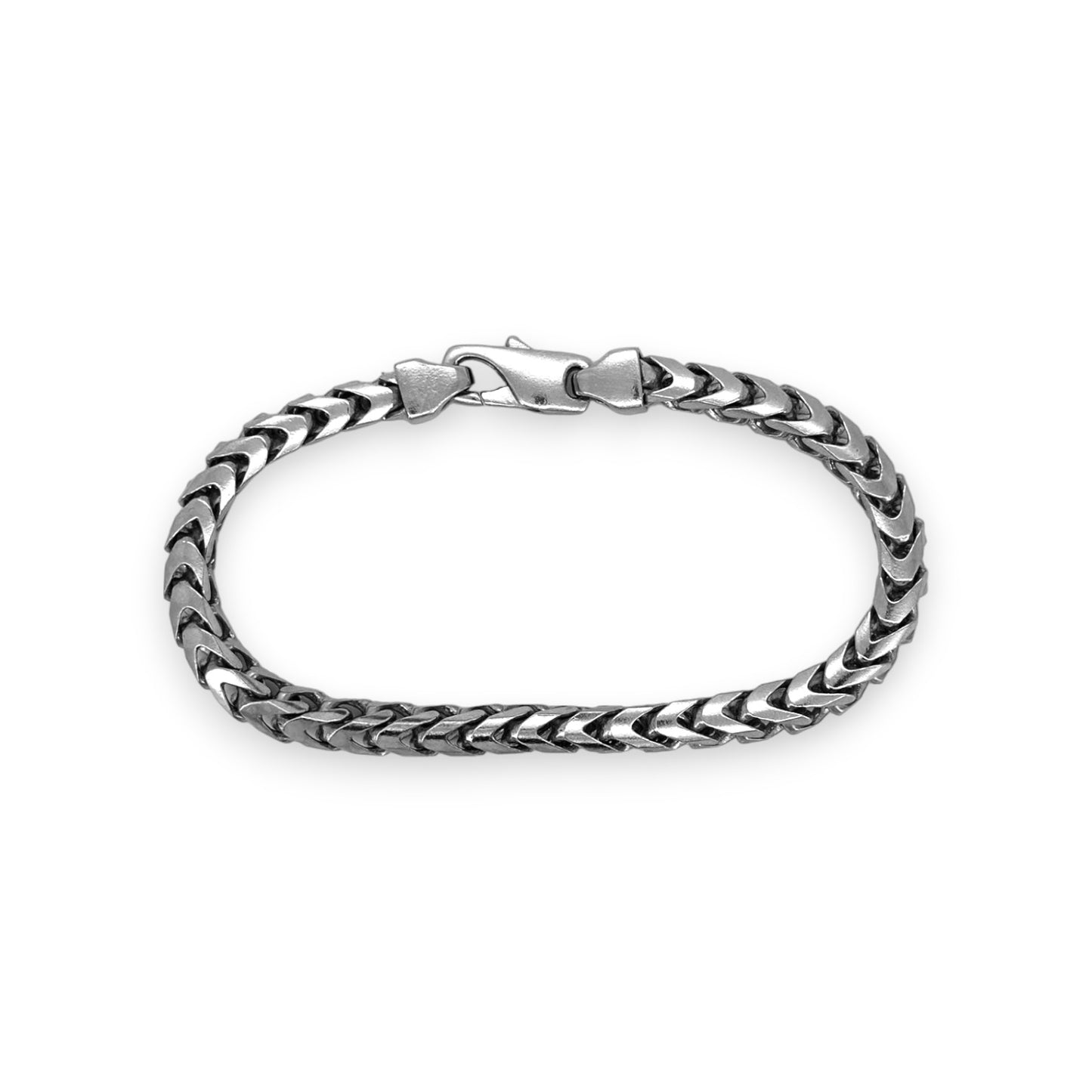 Round Franco Box Chain Bracelet - 14K White Gold - Solid
