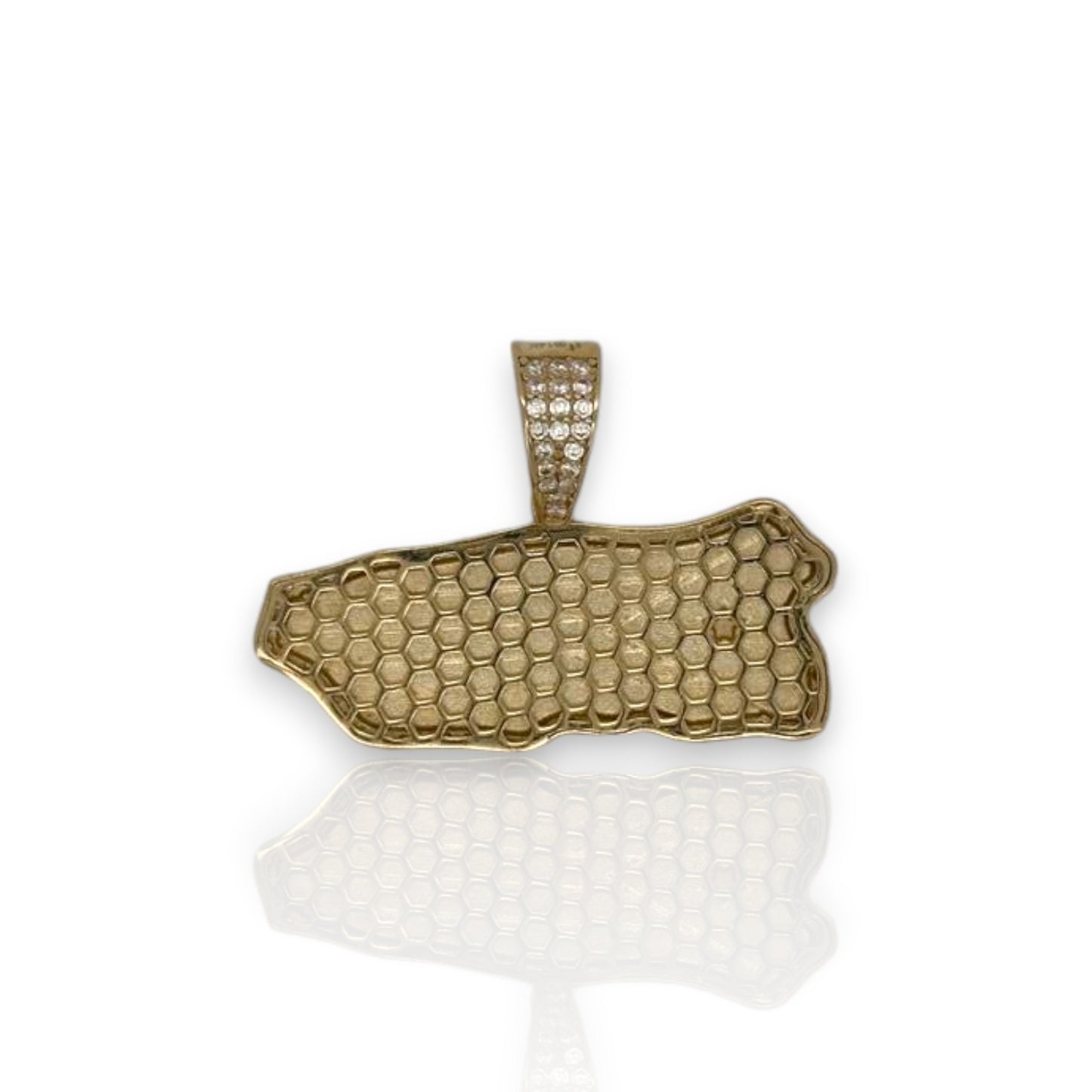 Puerto Rico Cz Pendant - 14K Yellow Gold